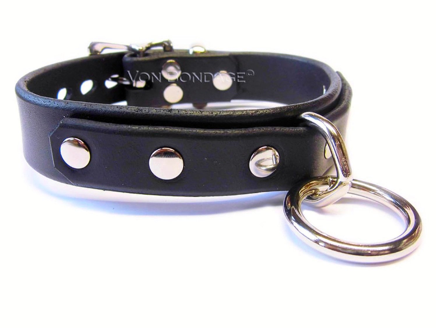 Lockable BDSM Collar with Single Bondage Ring