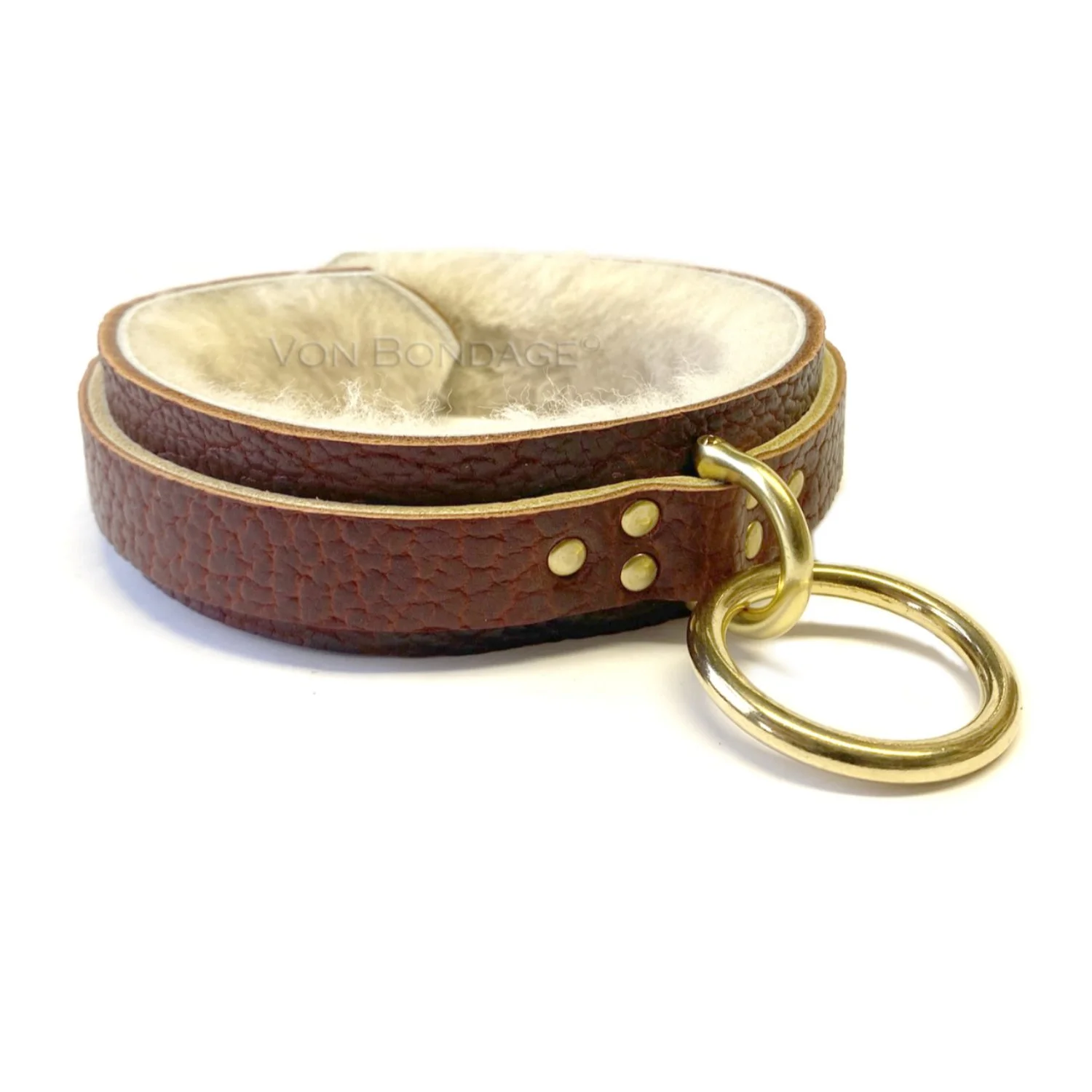 slave Collar lined in Sheepskin Fur with Brass O Ring