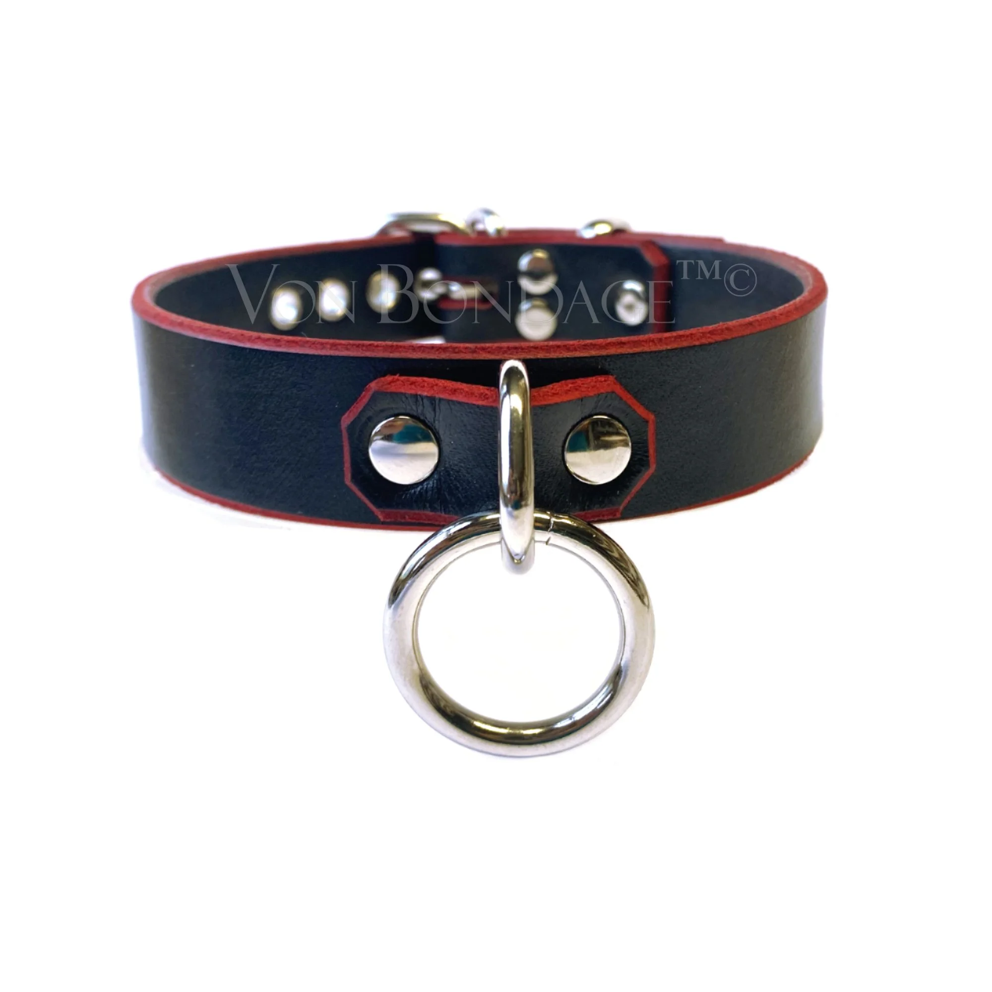 1 Red-Trim Lockable BDSM Collar with Small Bondage Ring.jpg