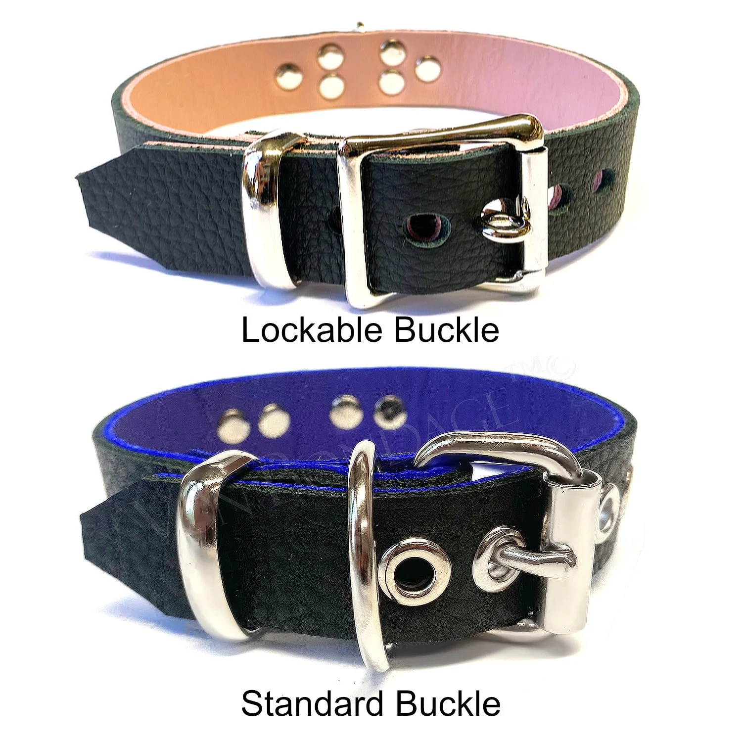 buckle choices on bdsm collar by von bondage