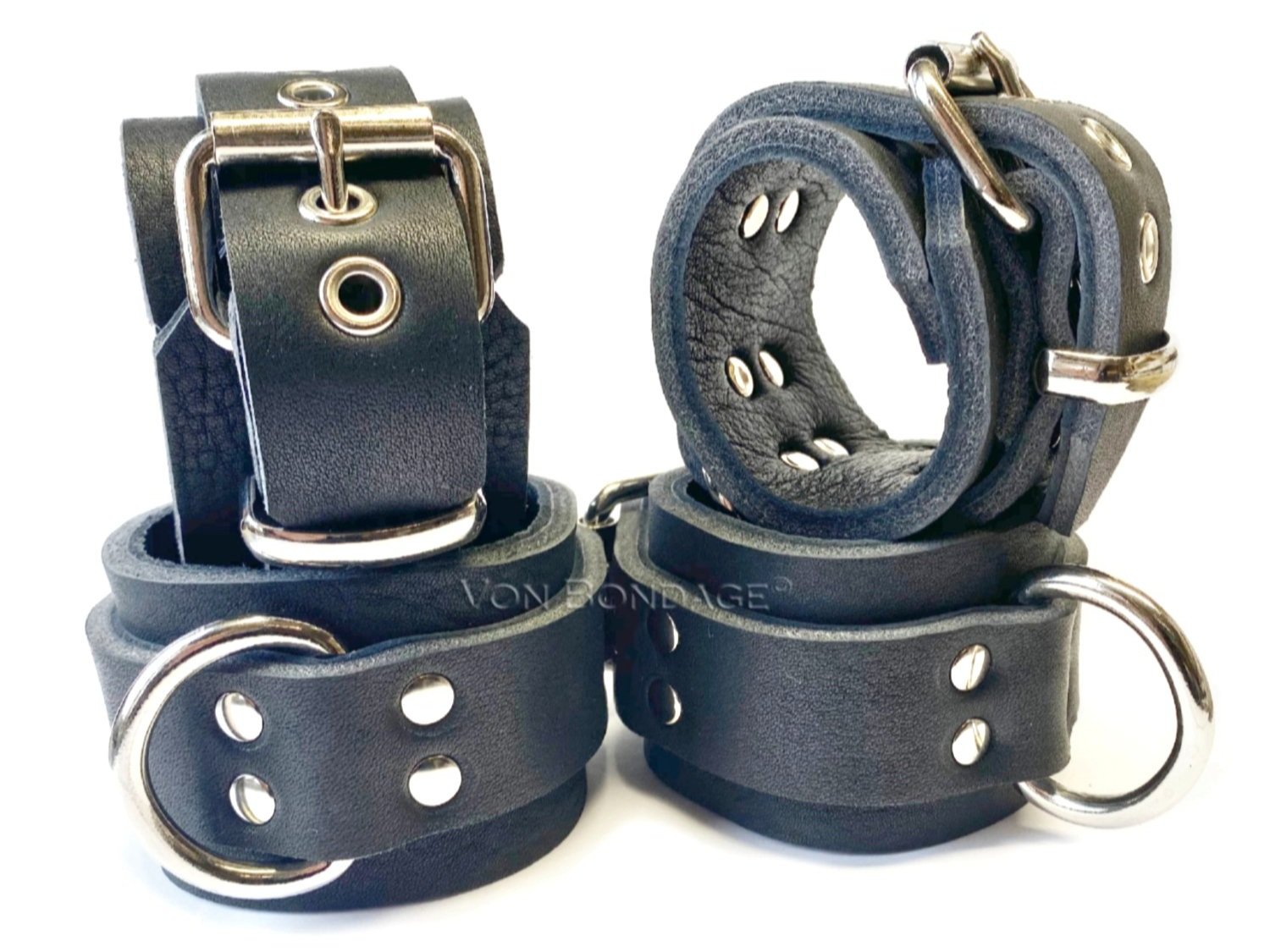 Bison Bullhide Leather Wrist & Ankle Bondage Restraints Set