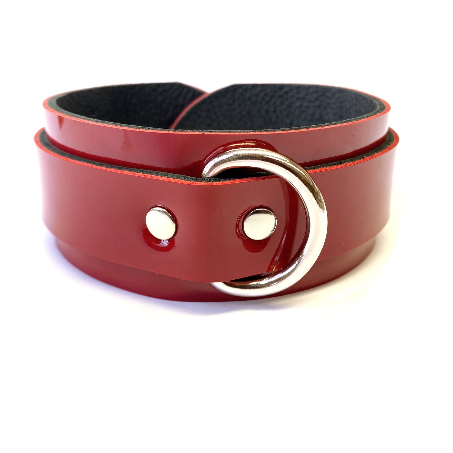 1.75 Red Patent Leather BDSM Collar with D-ring.jpg