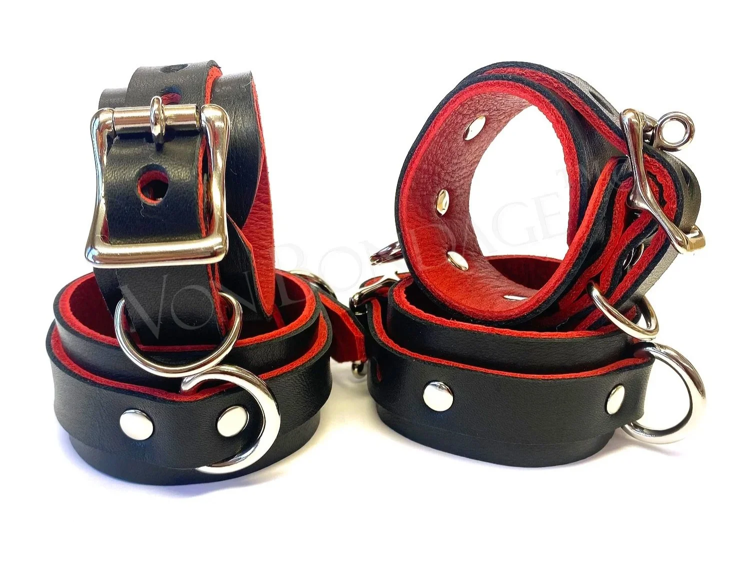 Black & Red Leather BDSM Restraints Set lockable