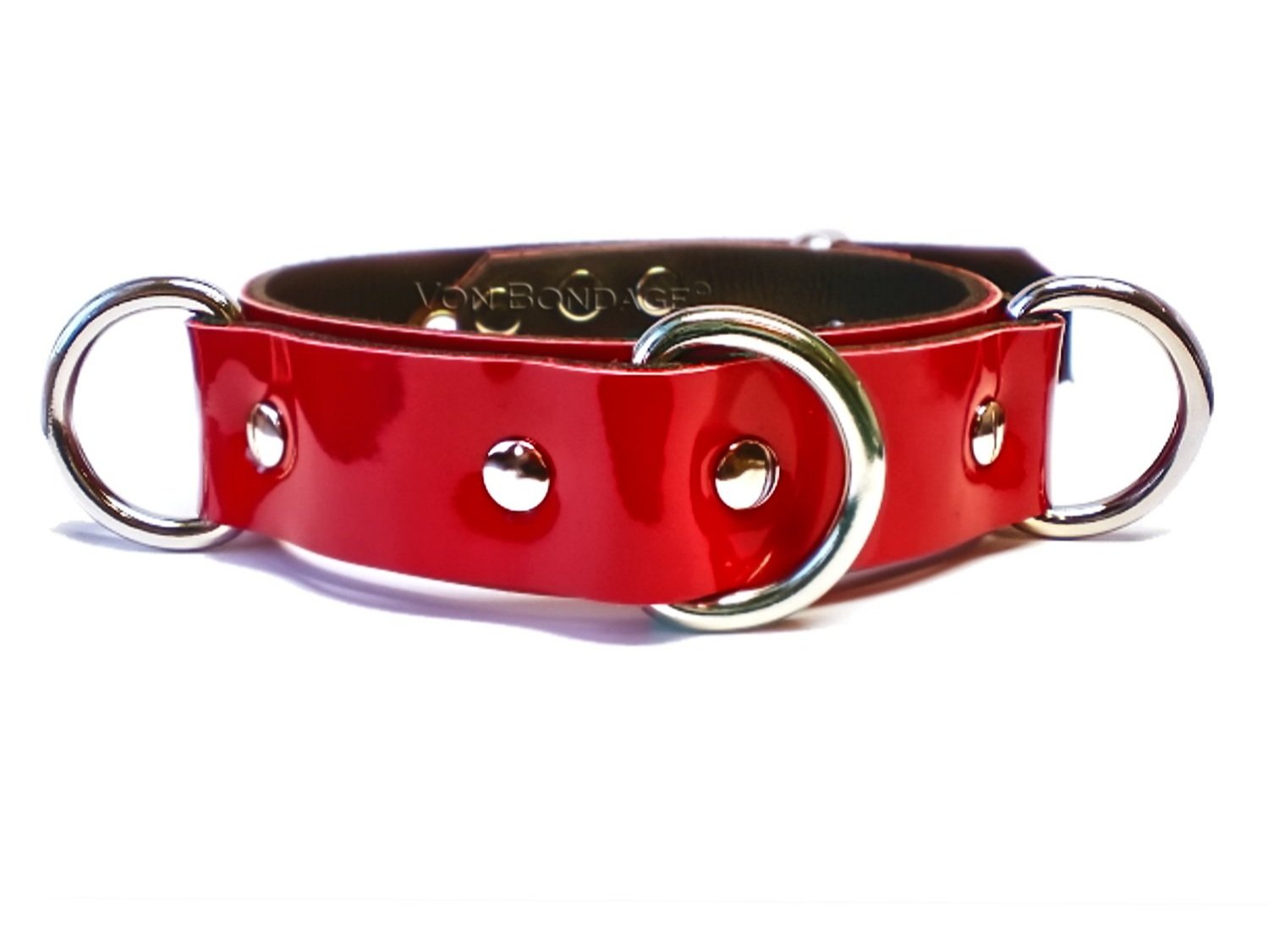 Lockable Patent Bondage Collar w/ Triple 1" D-rings