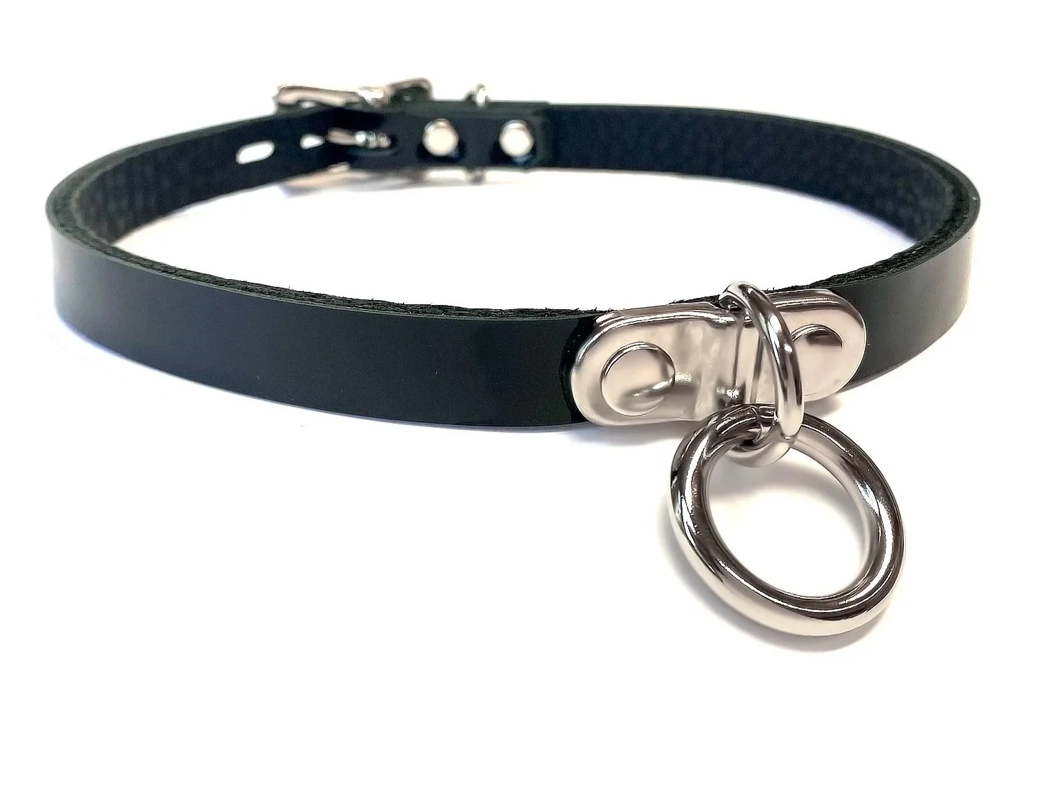 Day Collar in Black Patent Leather with Plated Ring (Copy)