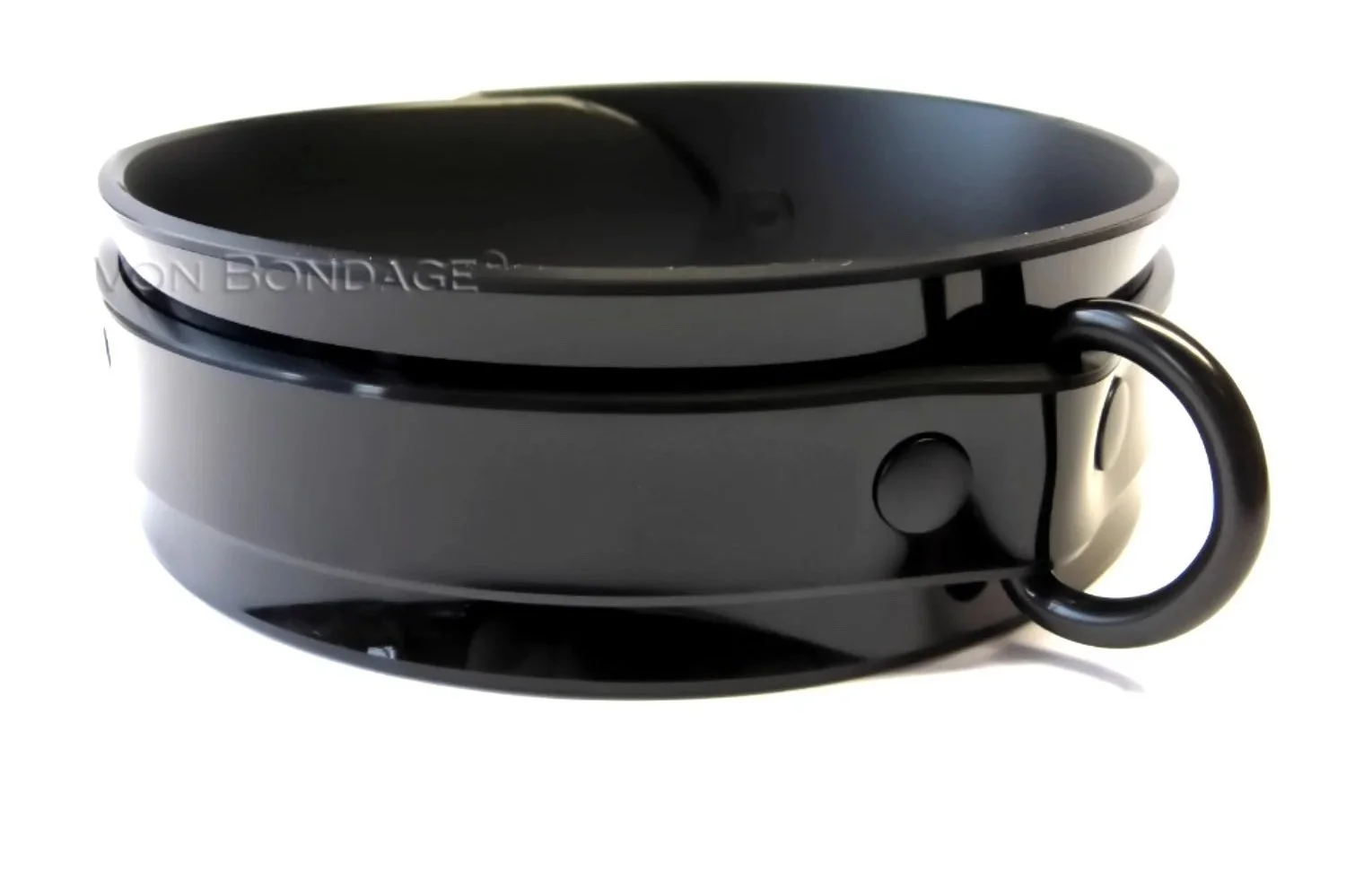 black pvc bdsm collar with black d-ring