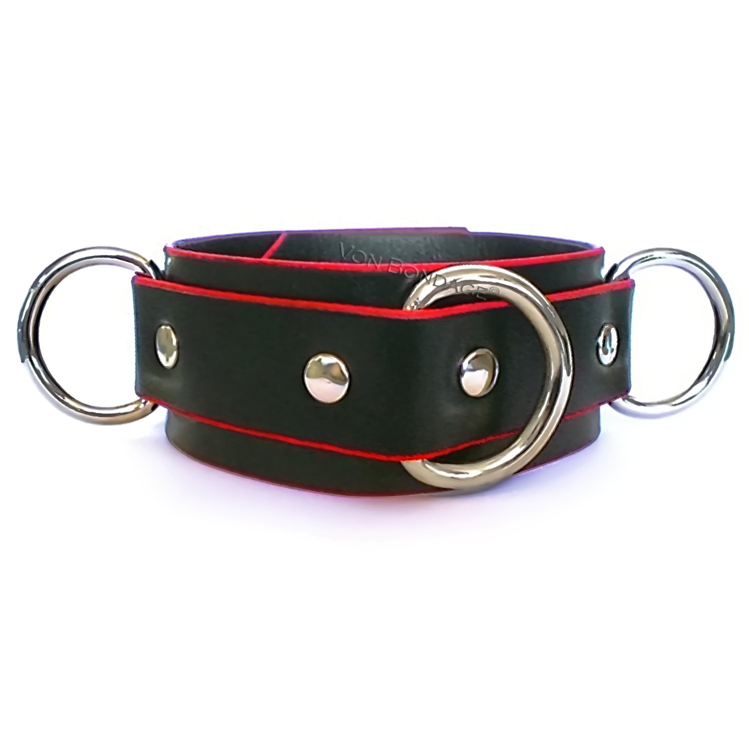 2 Red-Trim Bondage Collar with 3 Large Dee Rings.jpg