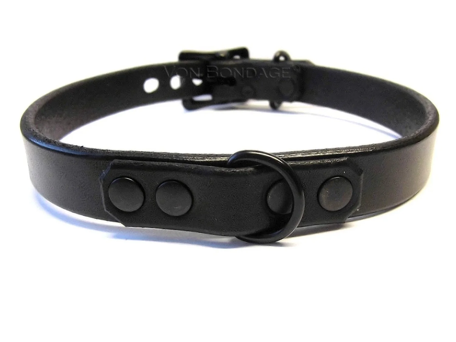 Lockable Leather Collar with small black dee ring