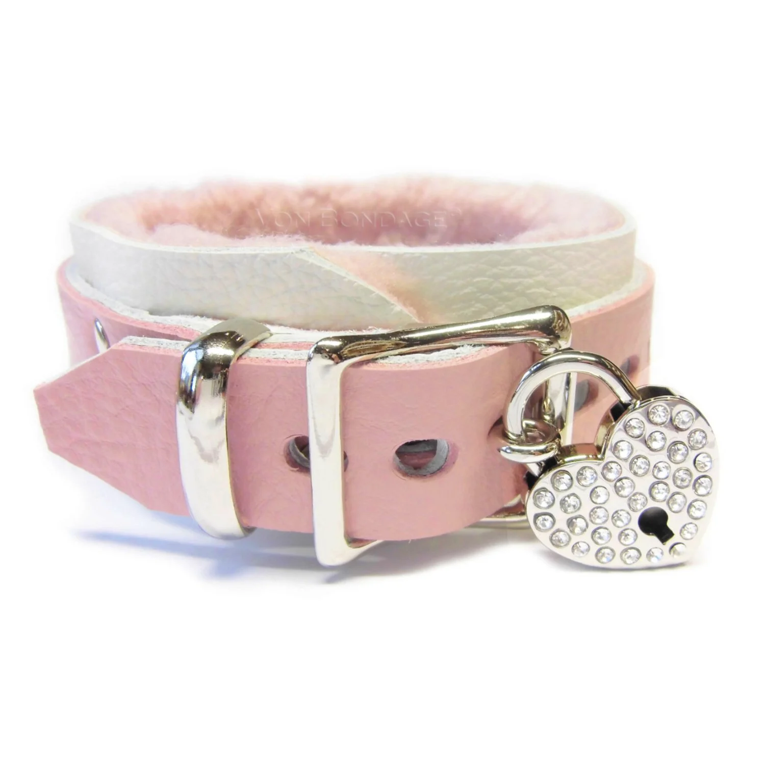 Lockable Buckle on Pink Sheepskin Collar by von bondage