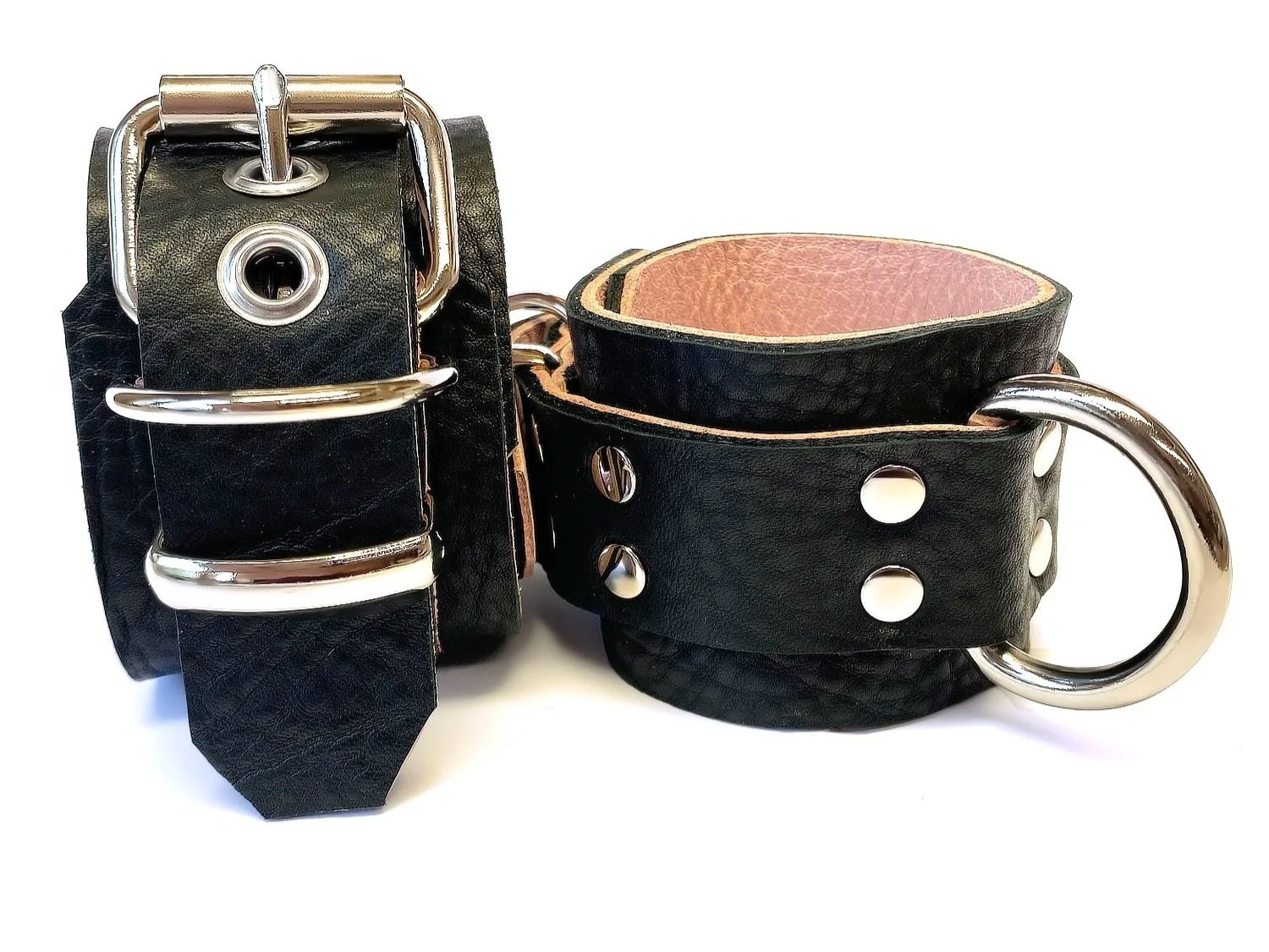 Pair of Bondage Restraints lined in soft pink leather