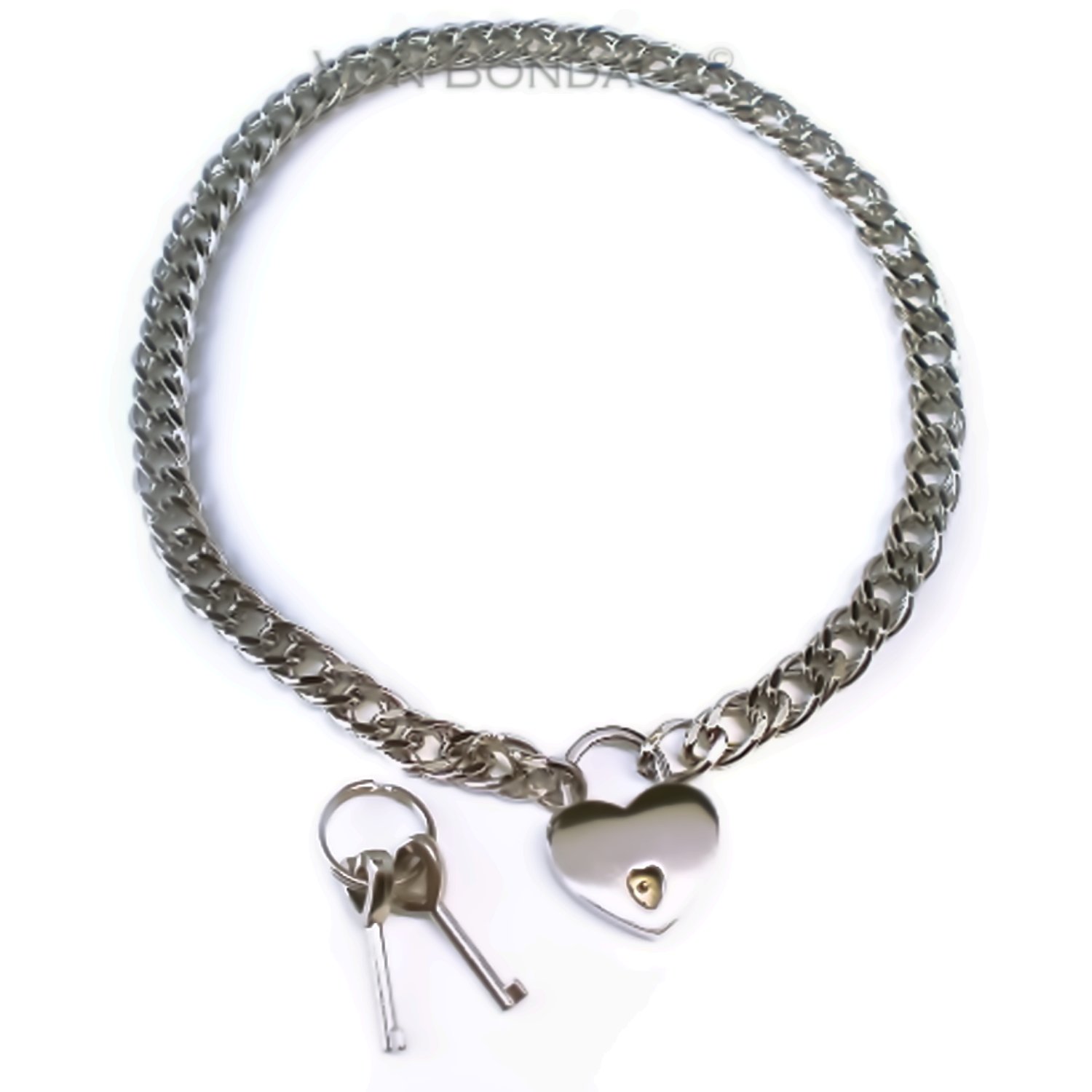 Lockable Chain Day Collar with Small Heart Padlock