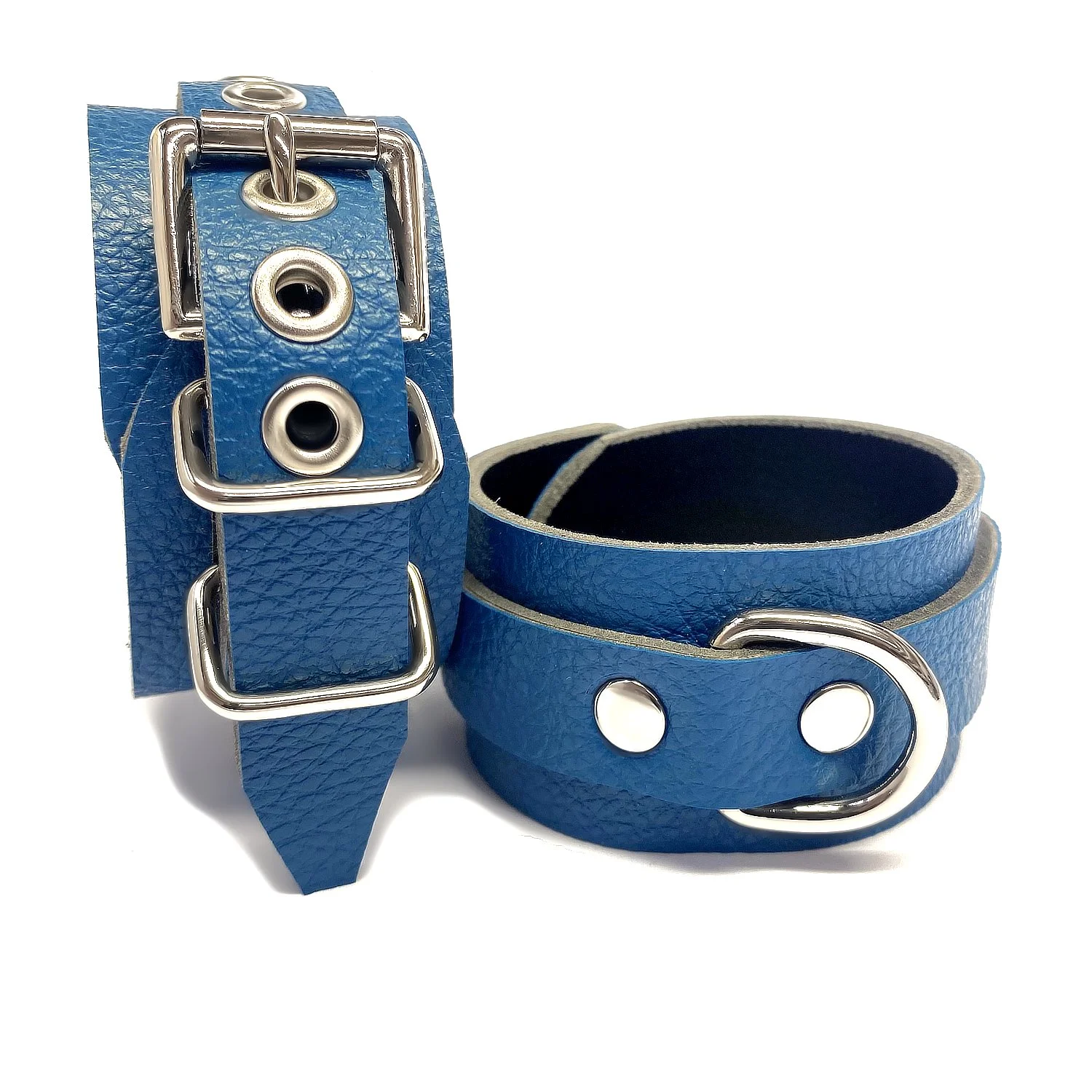 Pair of Blue Vegan faux leather bdsm restraints