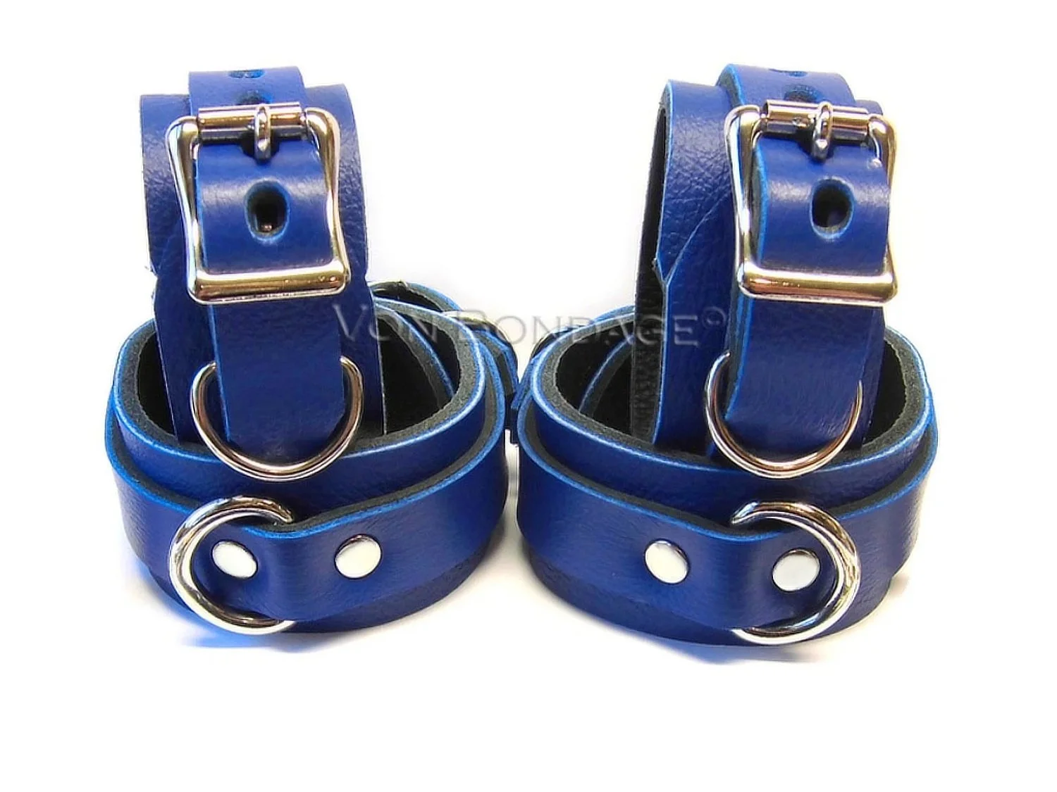 Lockable Restraints Set for Wrists & Ankles in Blue Leather