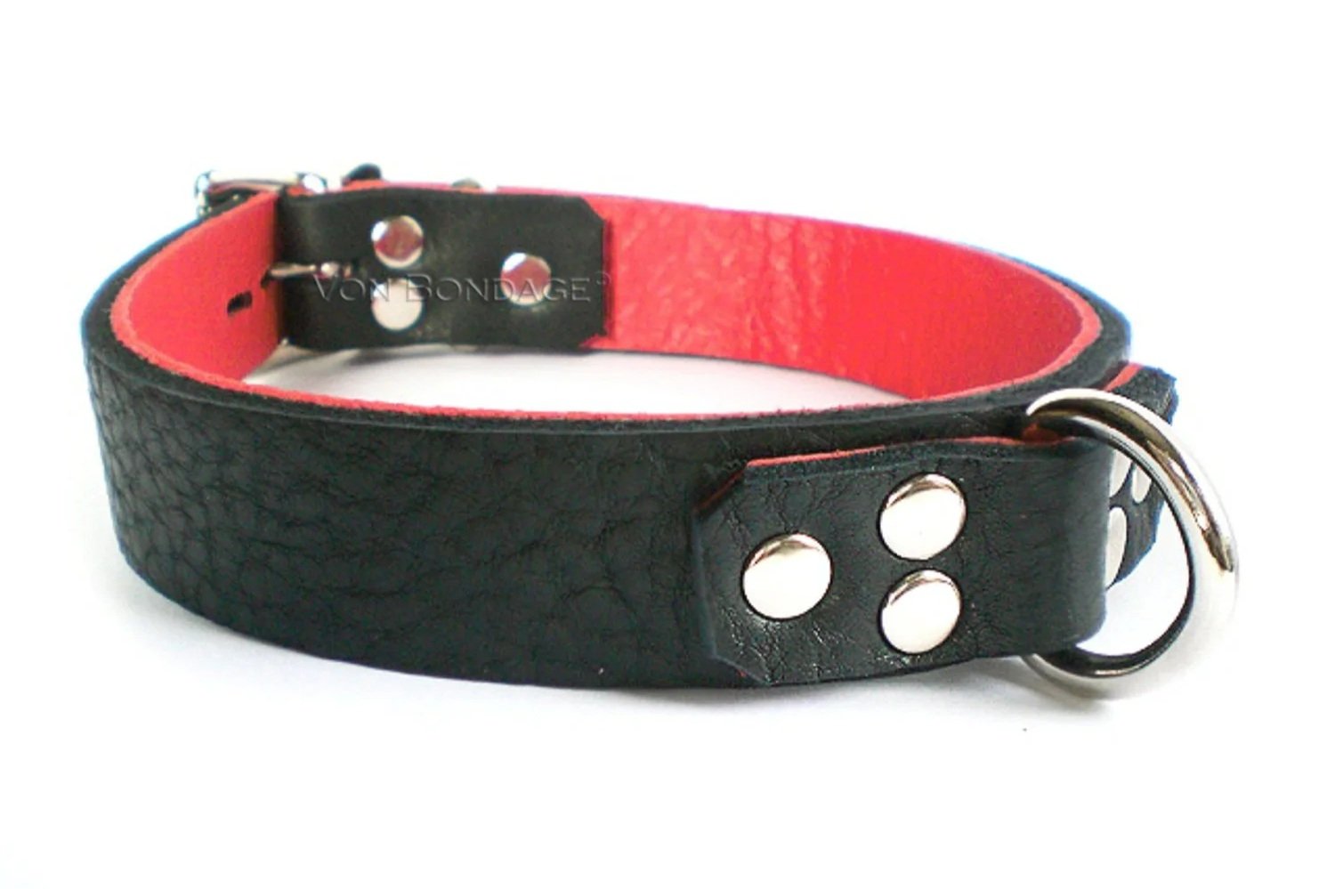 Bison Leather BDSM Collar with Strong D-ring