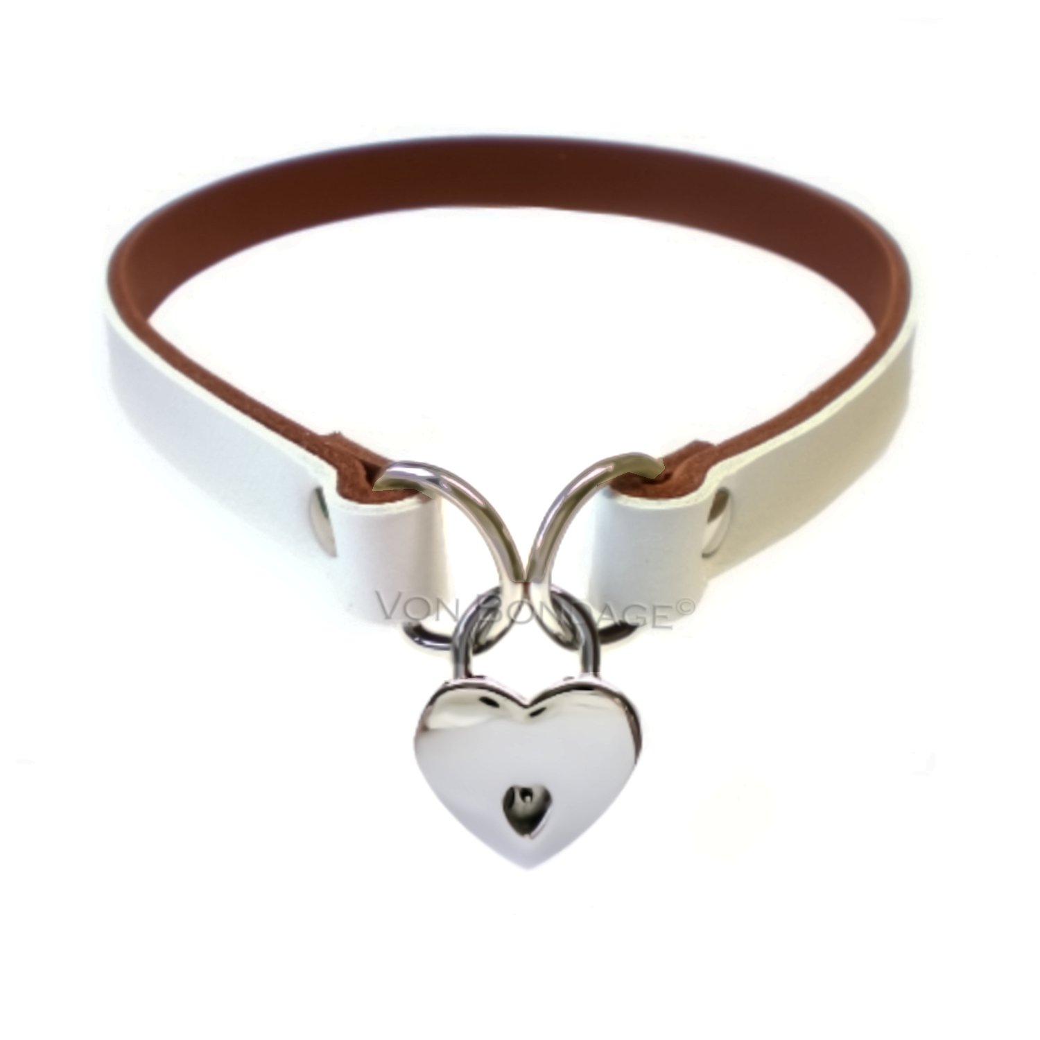 .5 White leather slave choker with small heart padlock.jpg