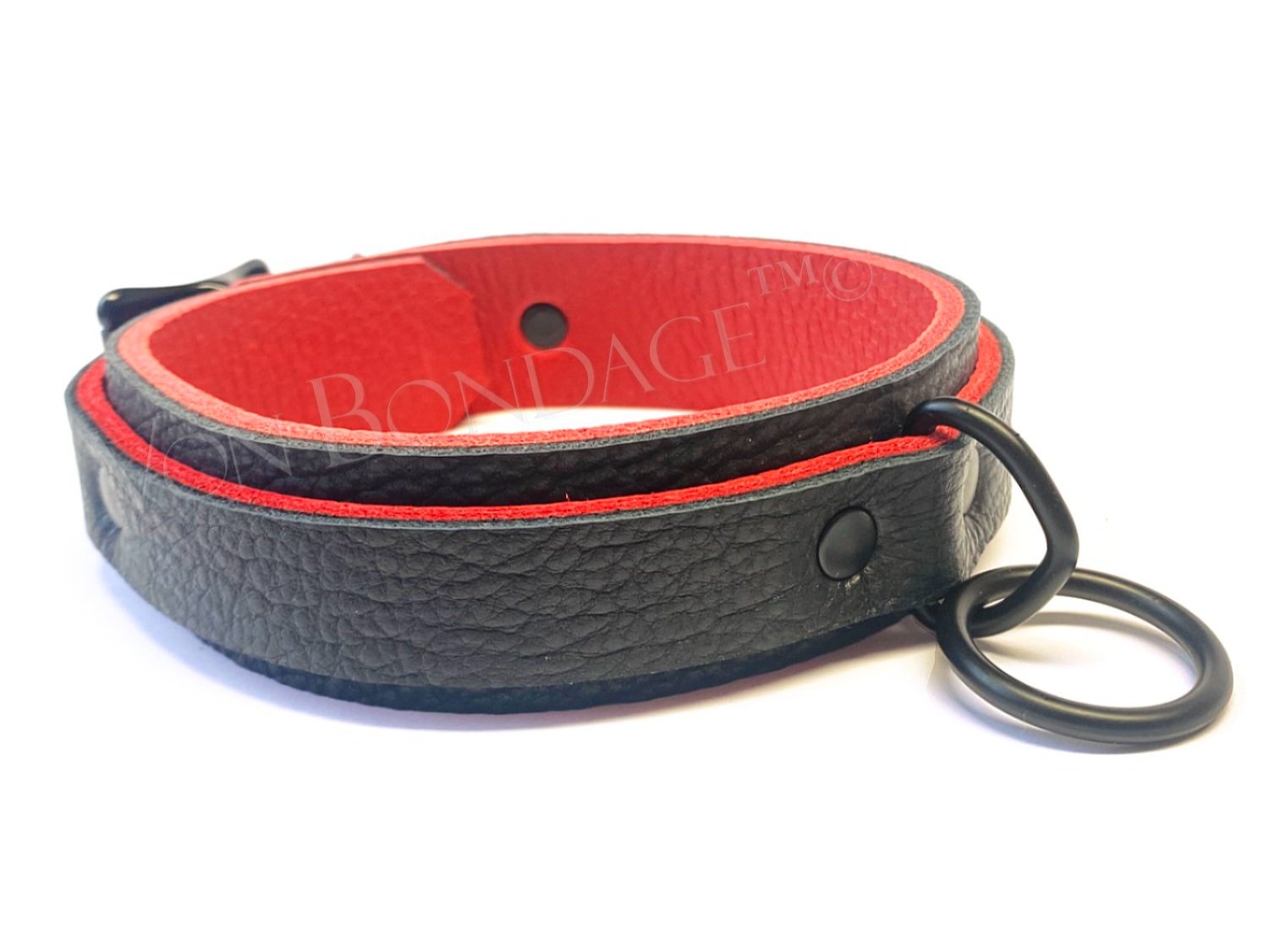 Collar for slave in Bison Leather with Black D&O Ring