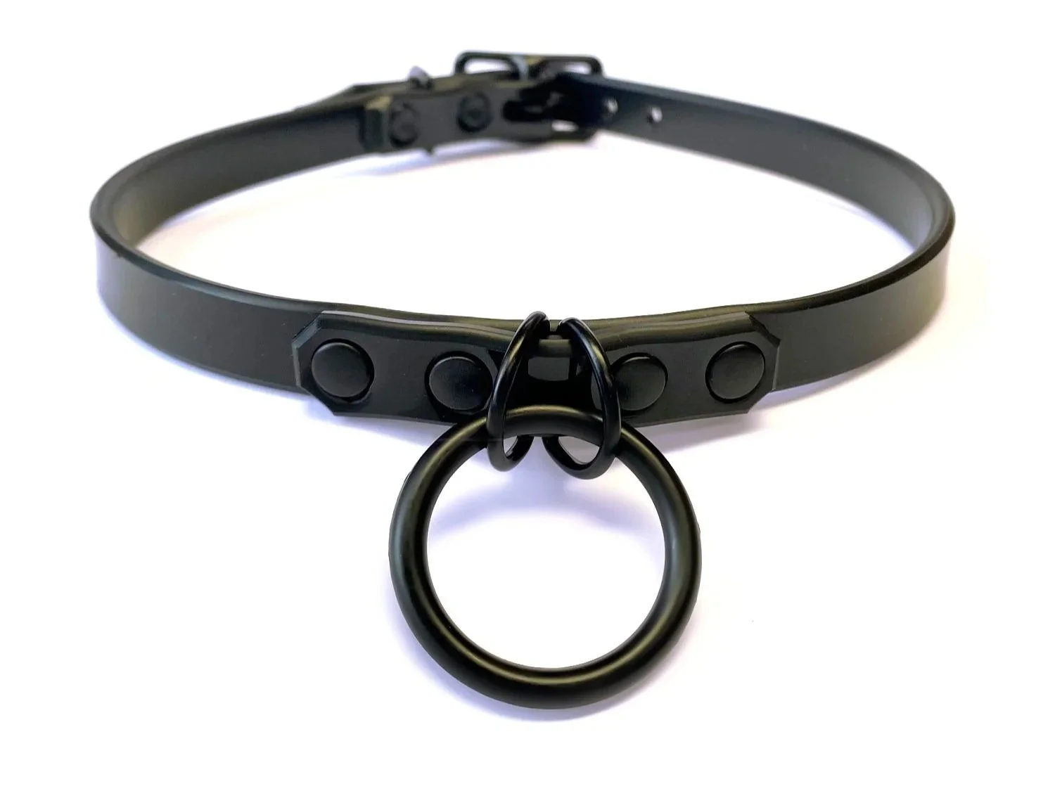 Black PVC Day Collar with 2 Black D-rings and O-ring