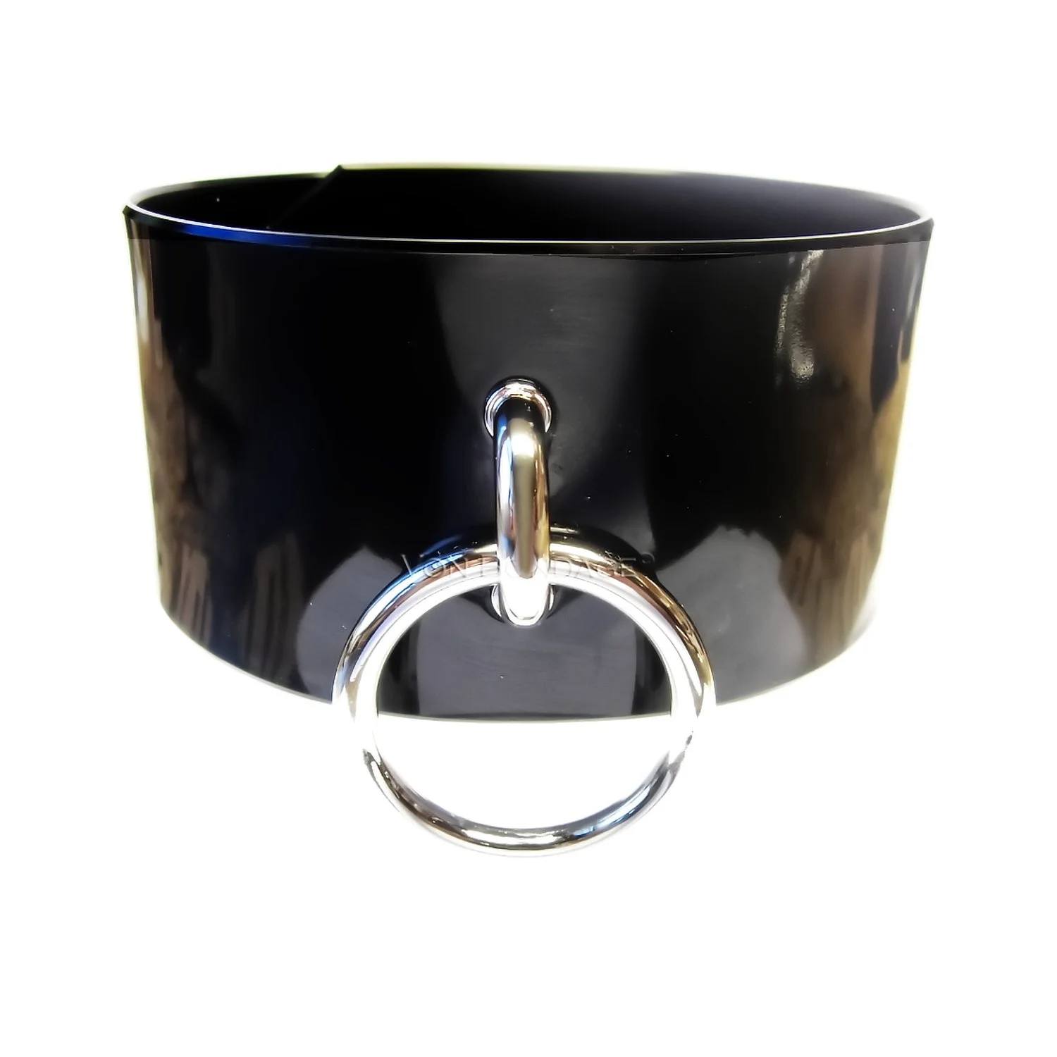 Tall PVC Bondage Collar with Loop and Large Ring