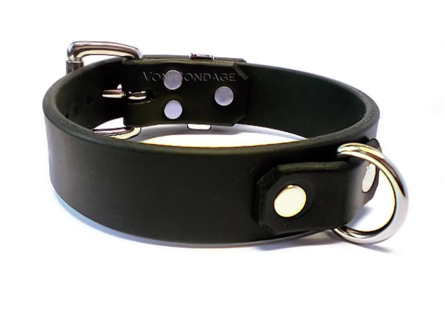 Black Latigo Leather BDSM Collar with Small D-ring