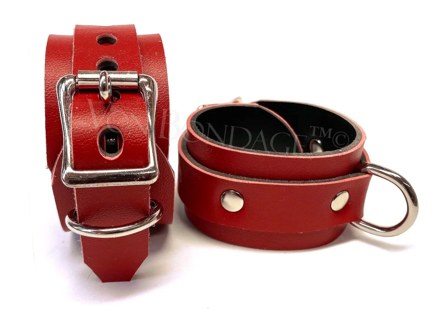 Pair of Vegan Faux Red Leather Restraints