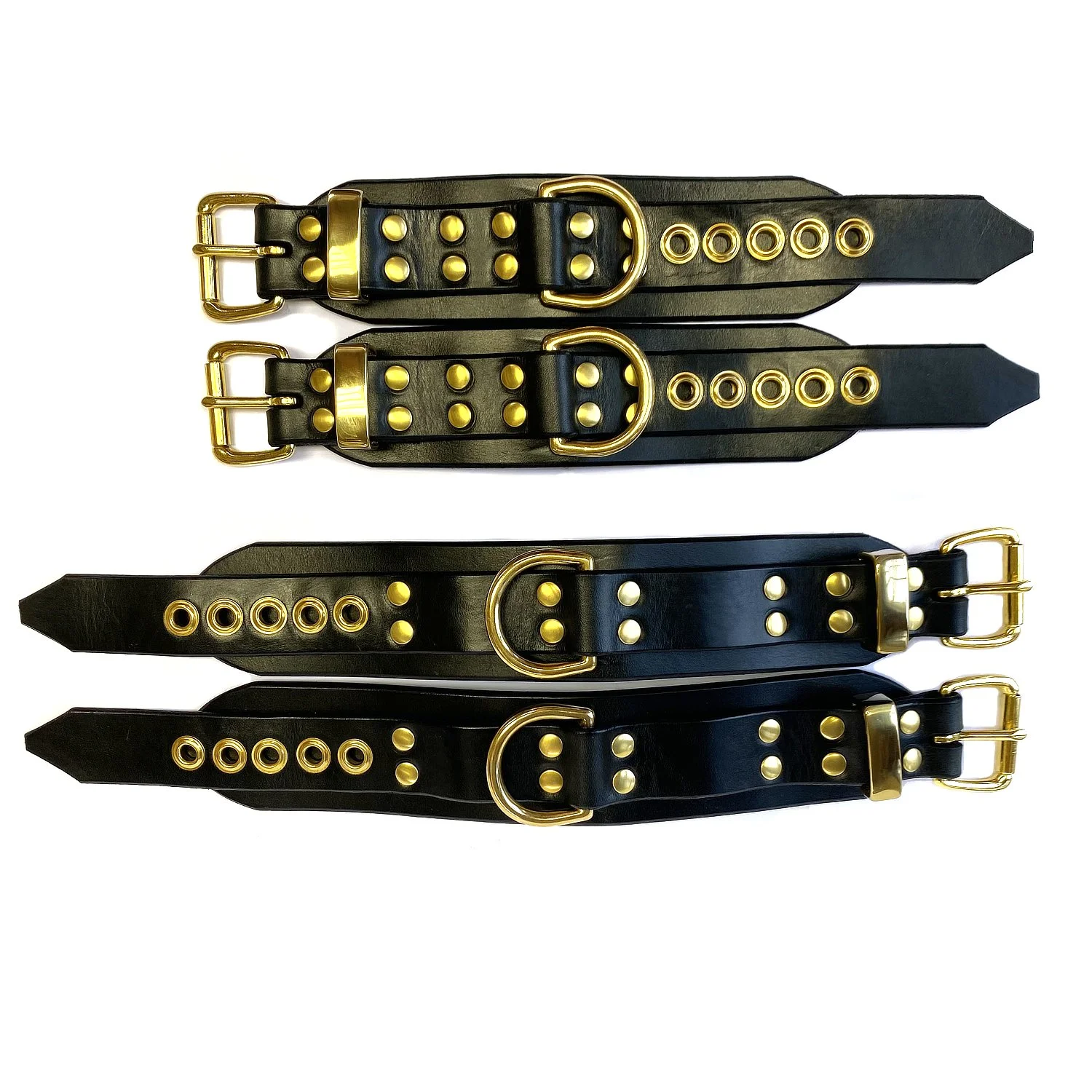 Black Latigo Restraints Set in Solid Brass with grommets