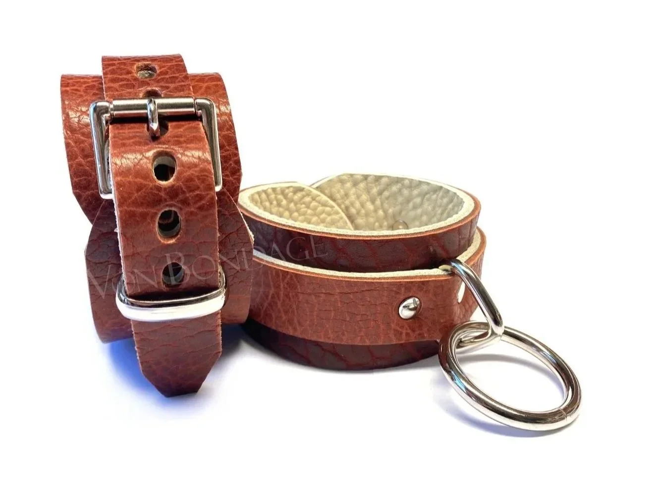 brown bison leather bondage restraints