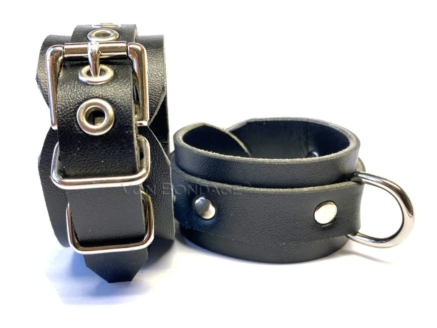 Pair of Vegan Faux Black Leather Restraints