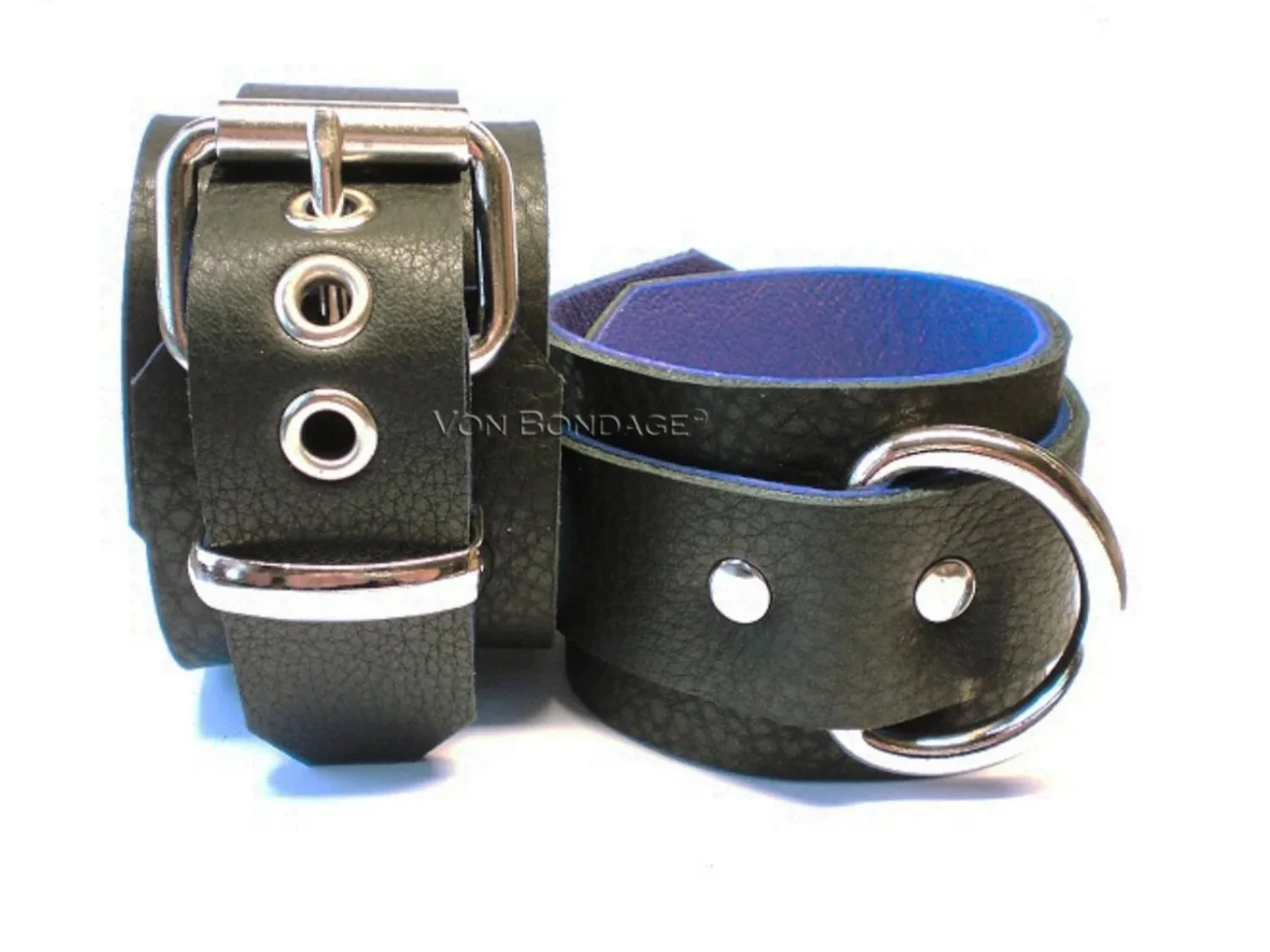 pair of Bondage Restraints lined in blue leather