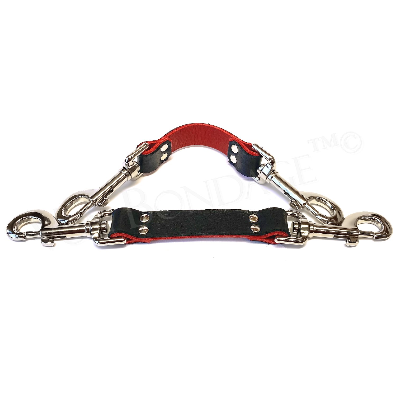Pair of Black & Red leather BDSM Straps.jpg