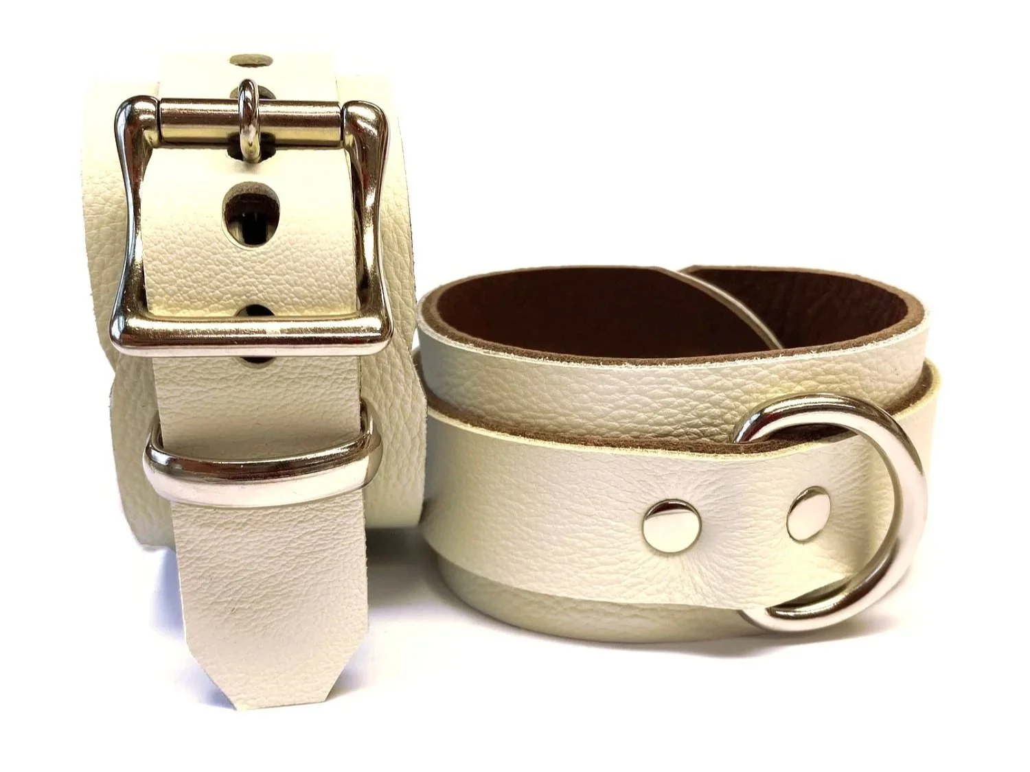 Ivory Leather Bondage Restraints