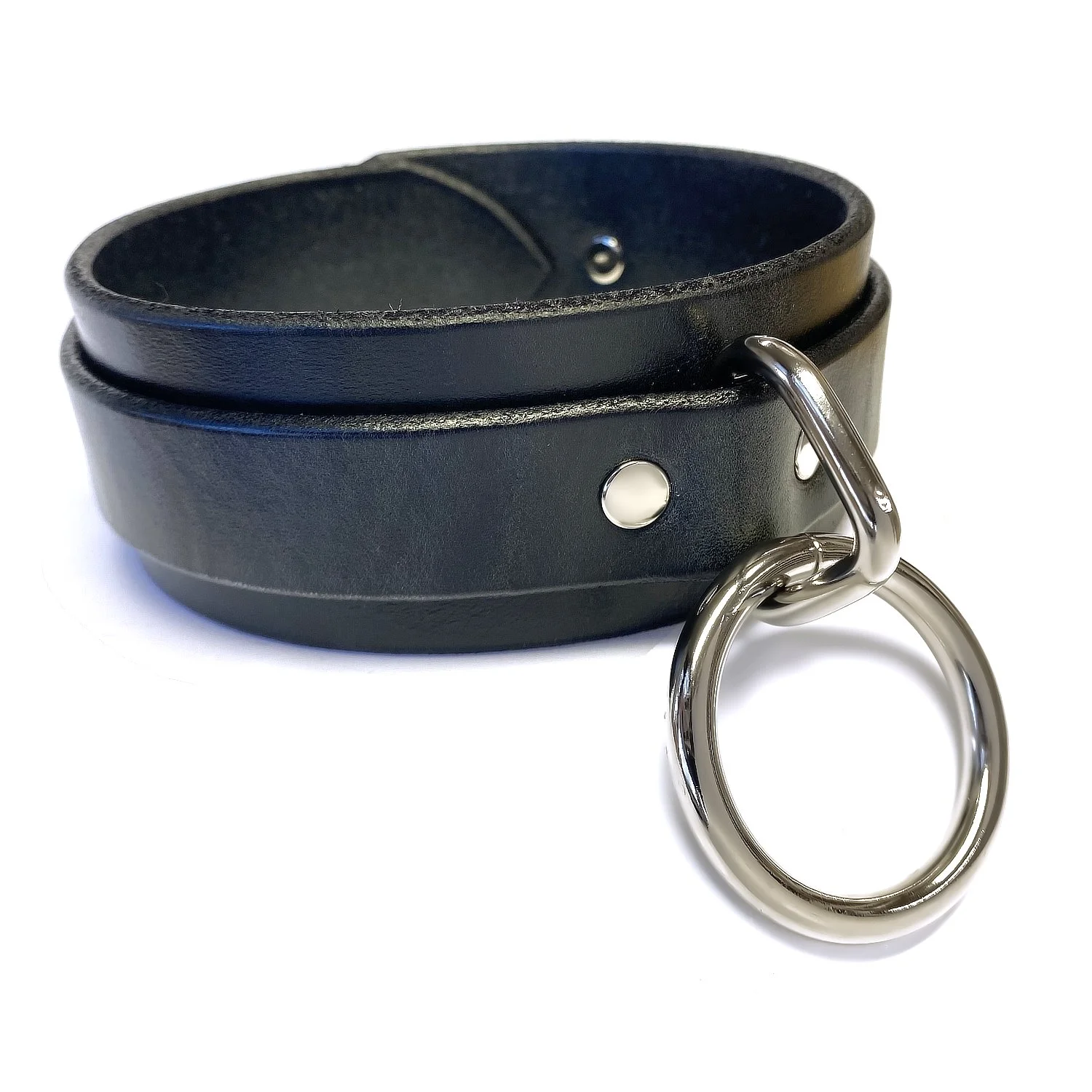 Leather BDSM Collar with Large Bondage Ring