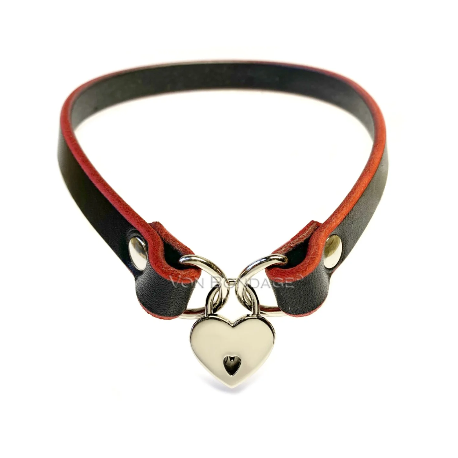 .5 Black with Red Edge slave choker with small heart padlock.jpg