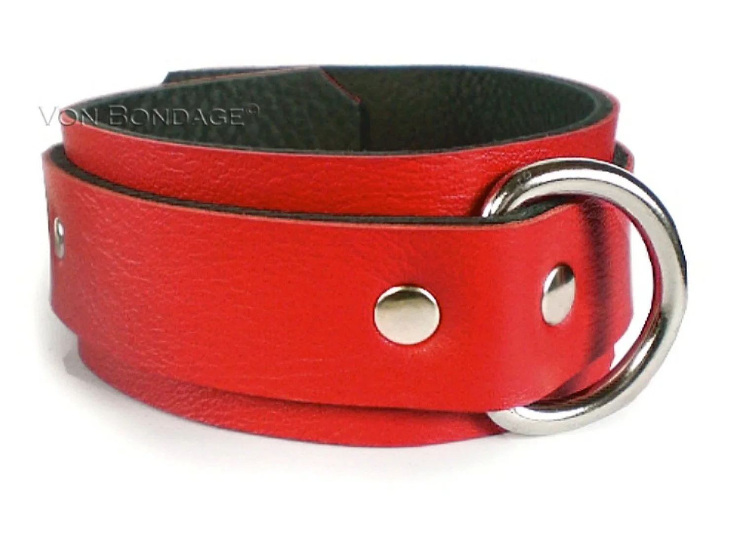 red leather bdsm collar 2 inch wide with large dee ring