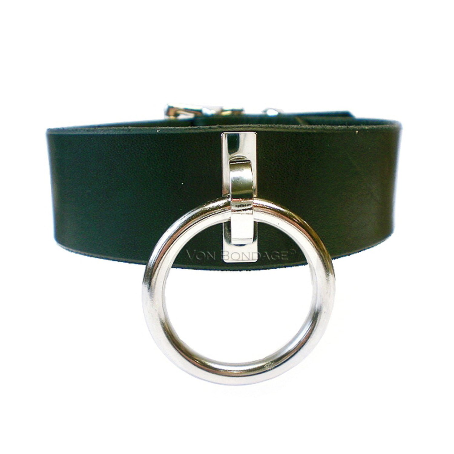 1.5 Black Latigo BDSM slave Collar with Plated Handle Loop and Large Ring.jpg
