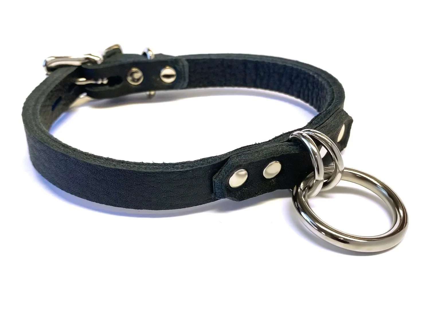 Bison Leather Day Collar for sub with 2 d-rings and O-ring