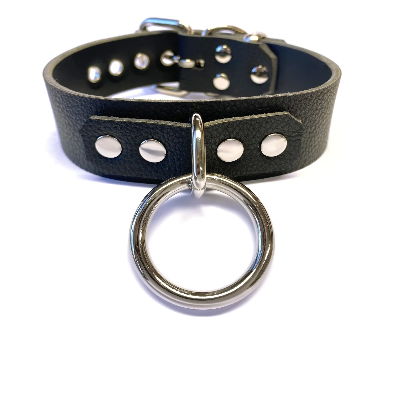 1.25 Black Faux Leather BDSM Collar with 1.25 Bondage Ring.jpg