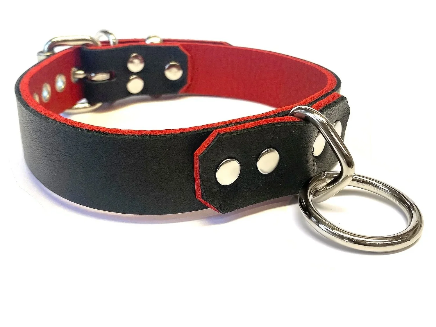 Bison Leather Lockable BDSM Collar with Bondage Ring