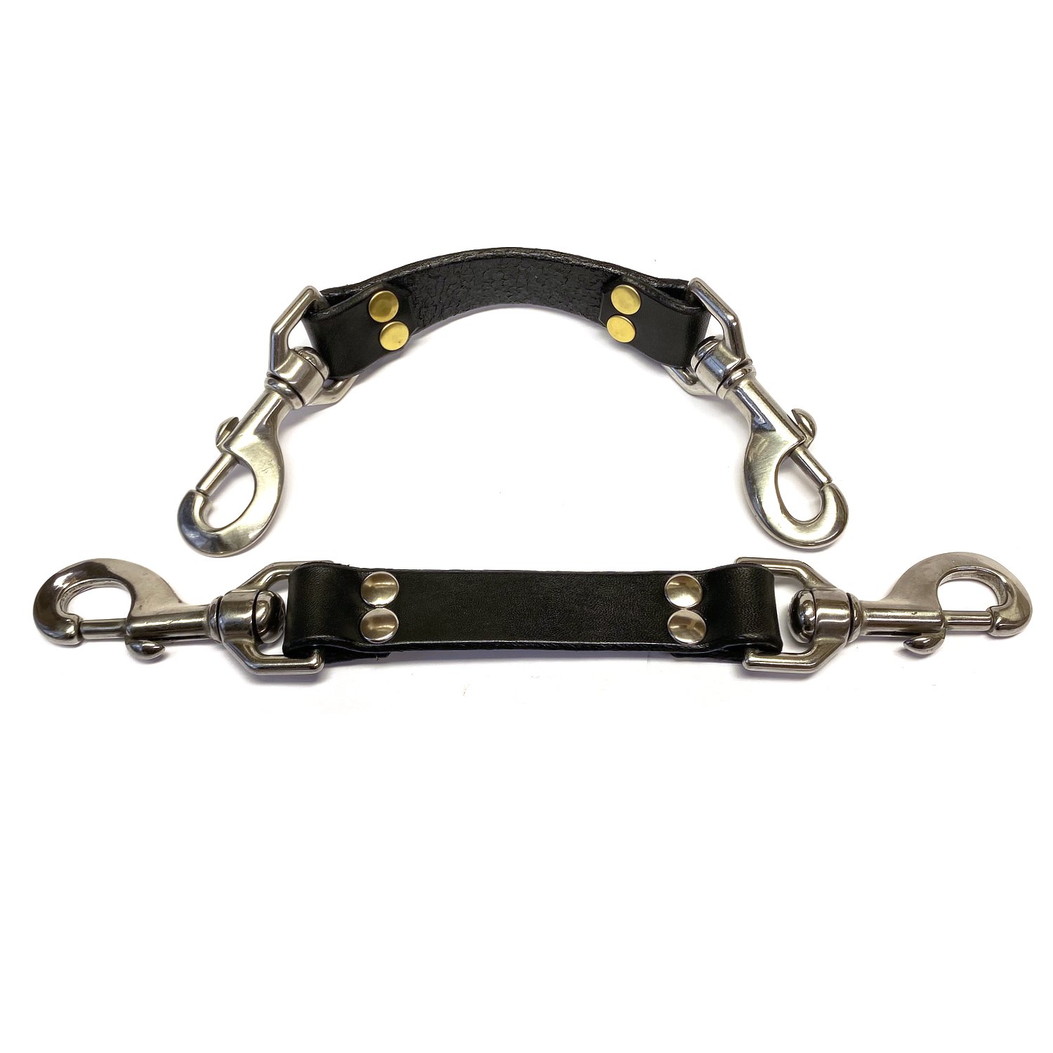 Pair of Bridle Leather BDSM Straps in Stainless Steel