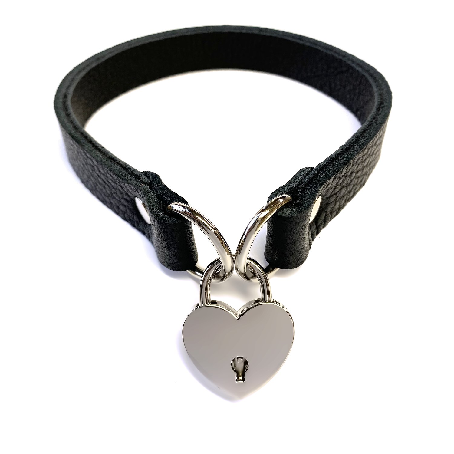 Bullhide Bison Leather Choker with Large Heart Padlock