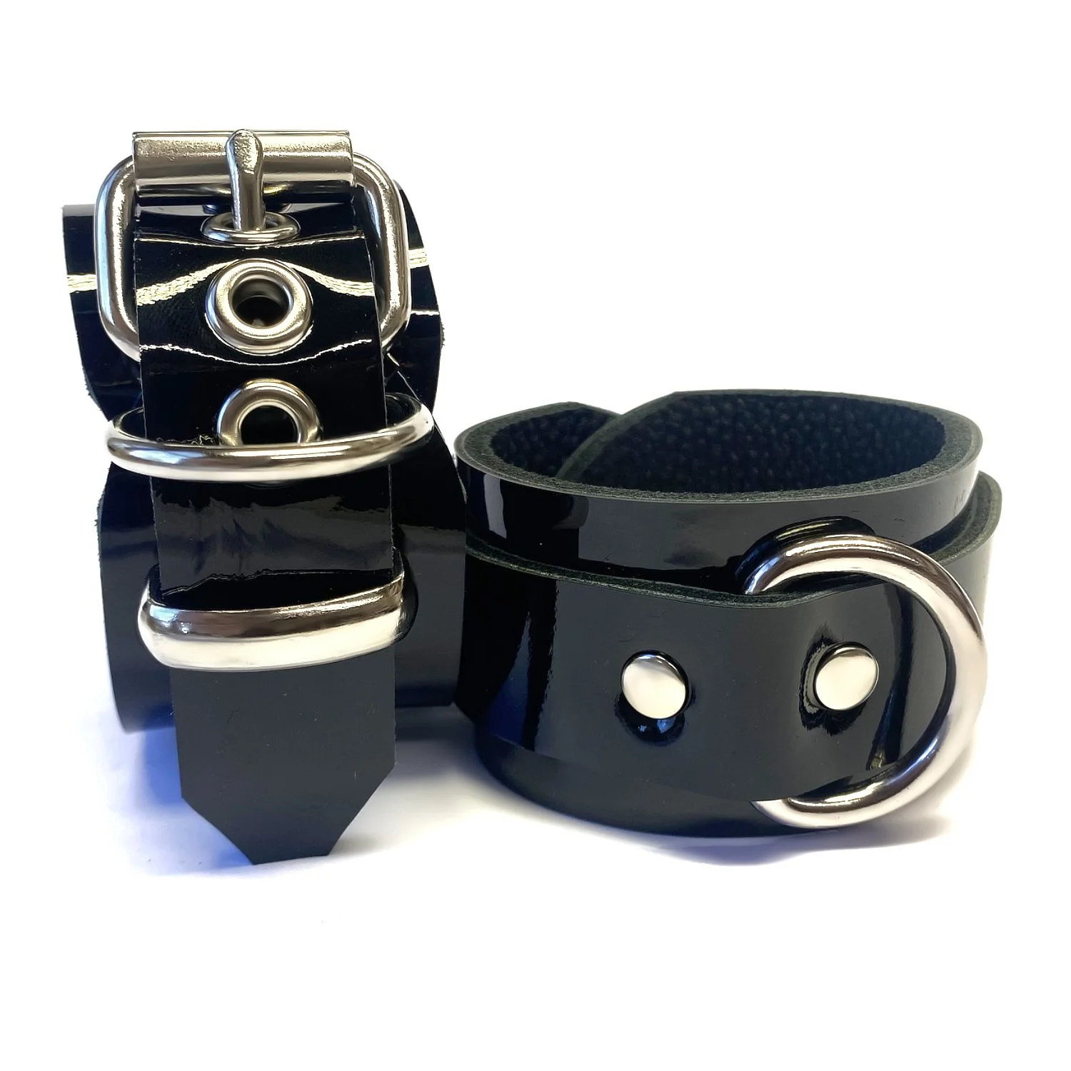 Black Patent Leather Restraints | 1" D-rings