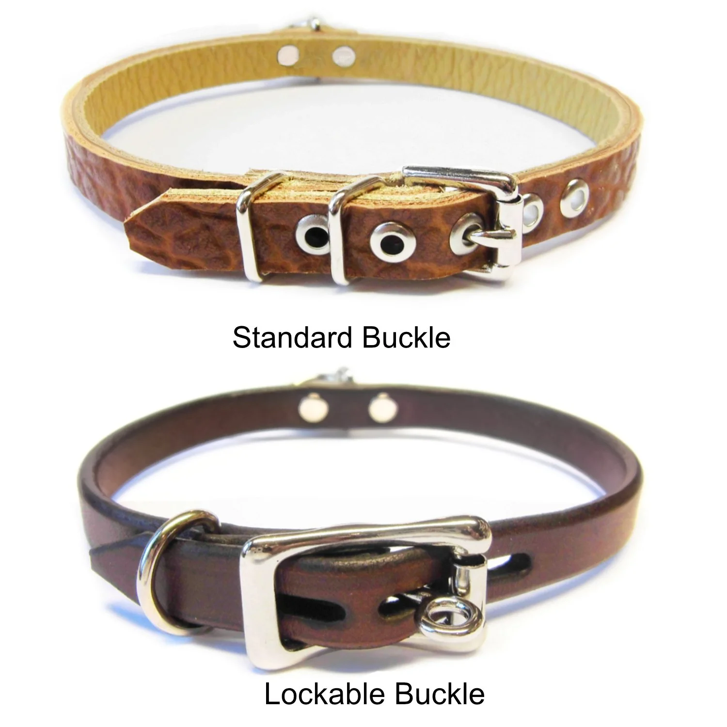 buckle options for brown leather day collars