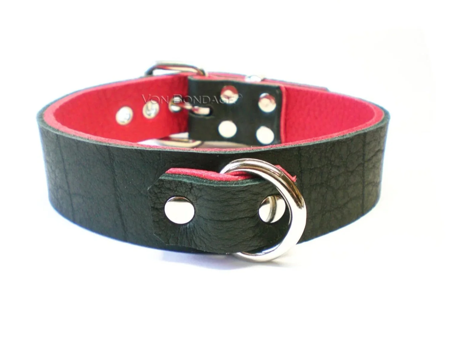 Bison Leather BDSM Collar with Small D-ring