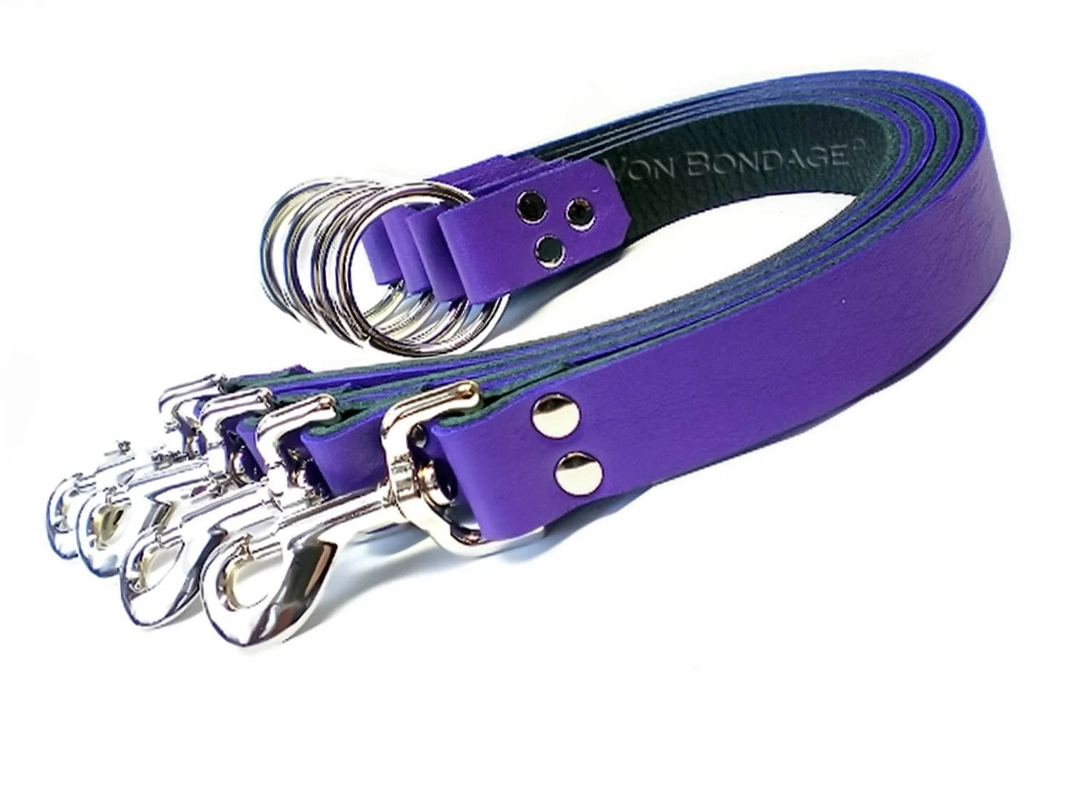 Set of 4 Leather Restraining Straps for the Bed in purple leather