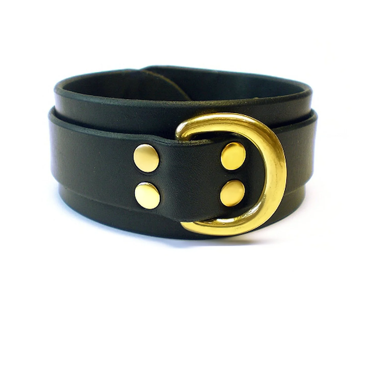 Leather BDSM Collar with 1" Brass Dee Ring