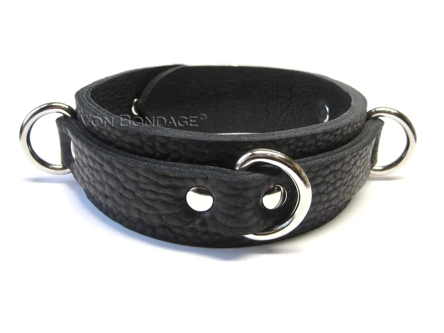 Bullhide Bison Leather BDSM Collar with 3 D-rings