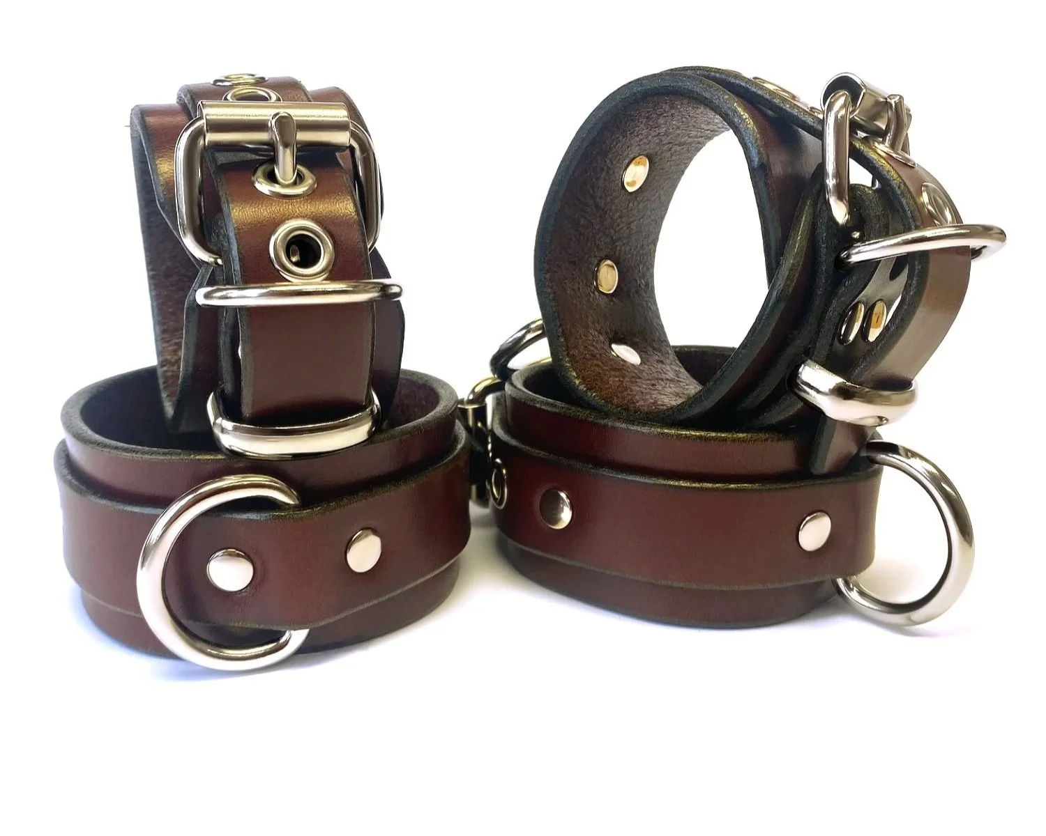 Brown Leather BDSM Restraints Set