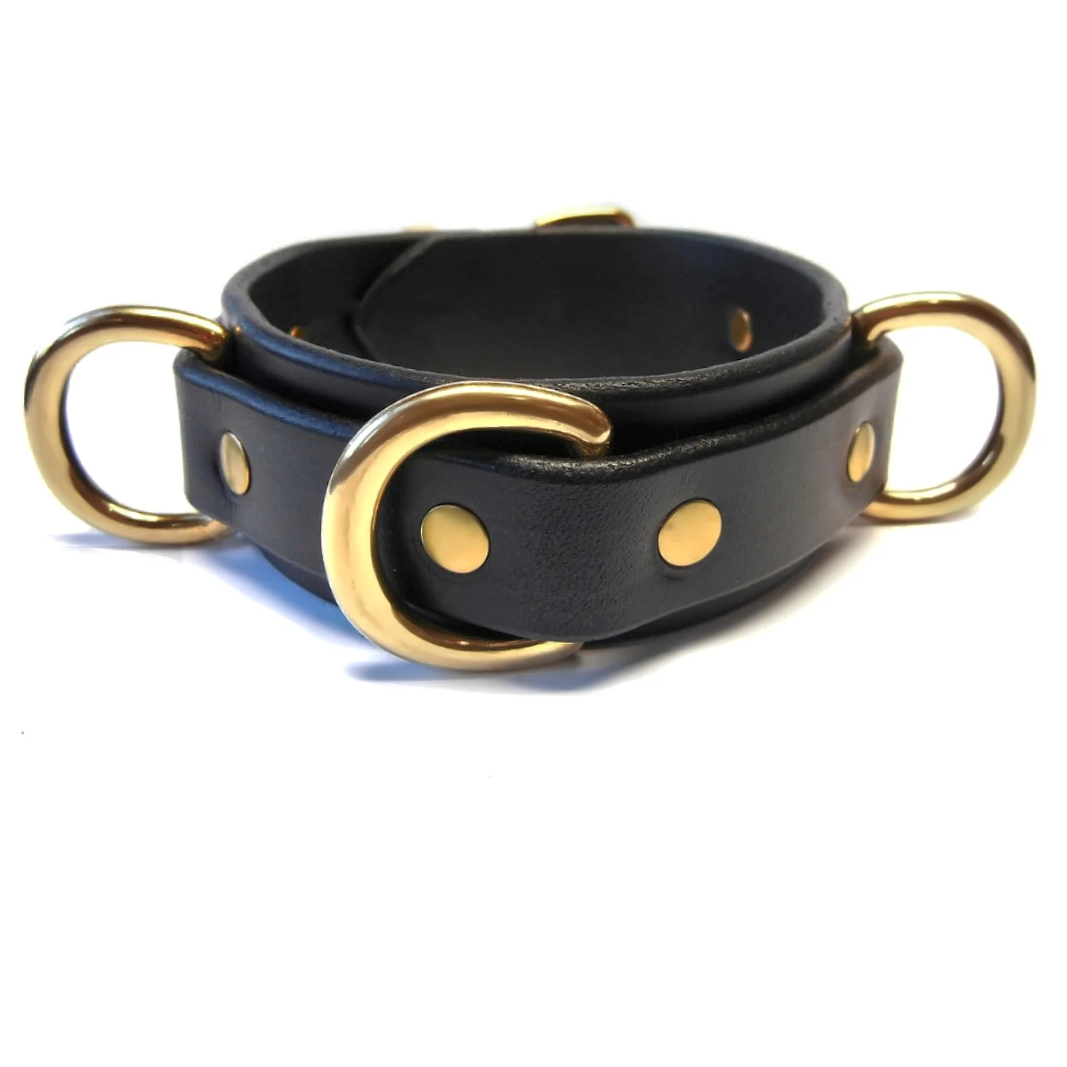 1.75 Brass BDSM Collar with Triple 1 inch dee rings.jpg