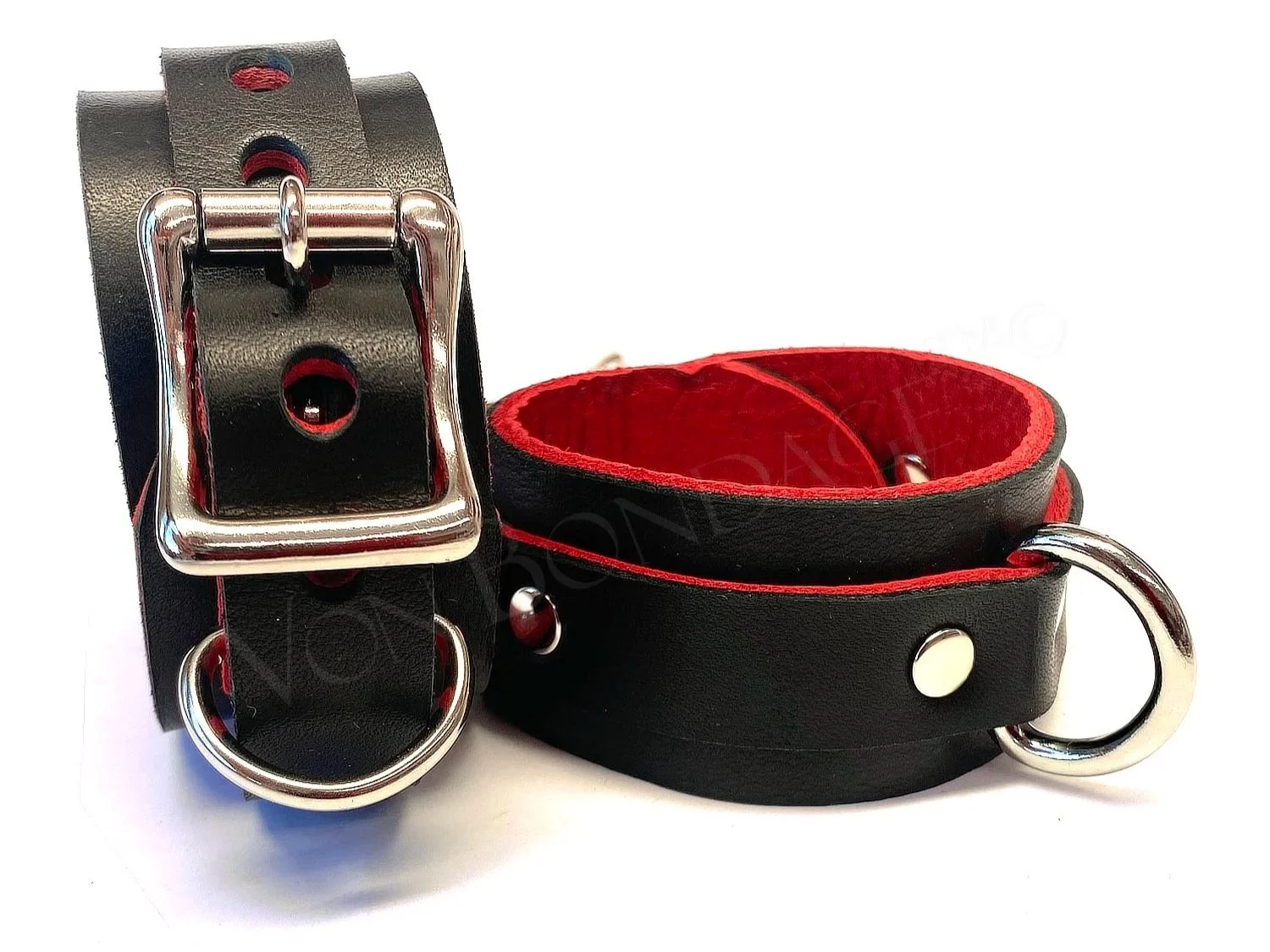 Soft Leather BDSM Restraints lined in Red Leather
