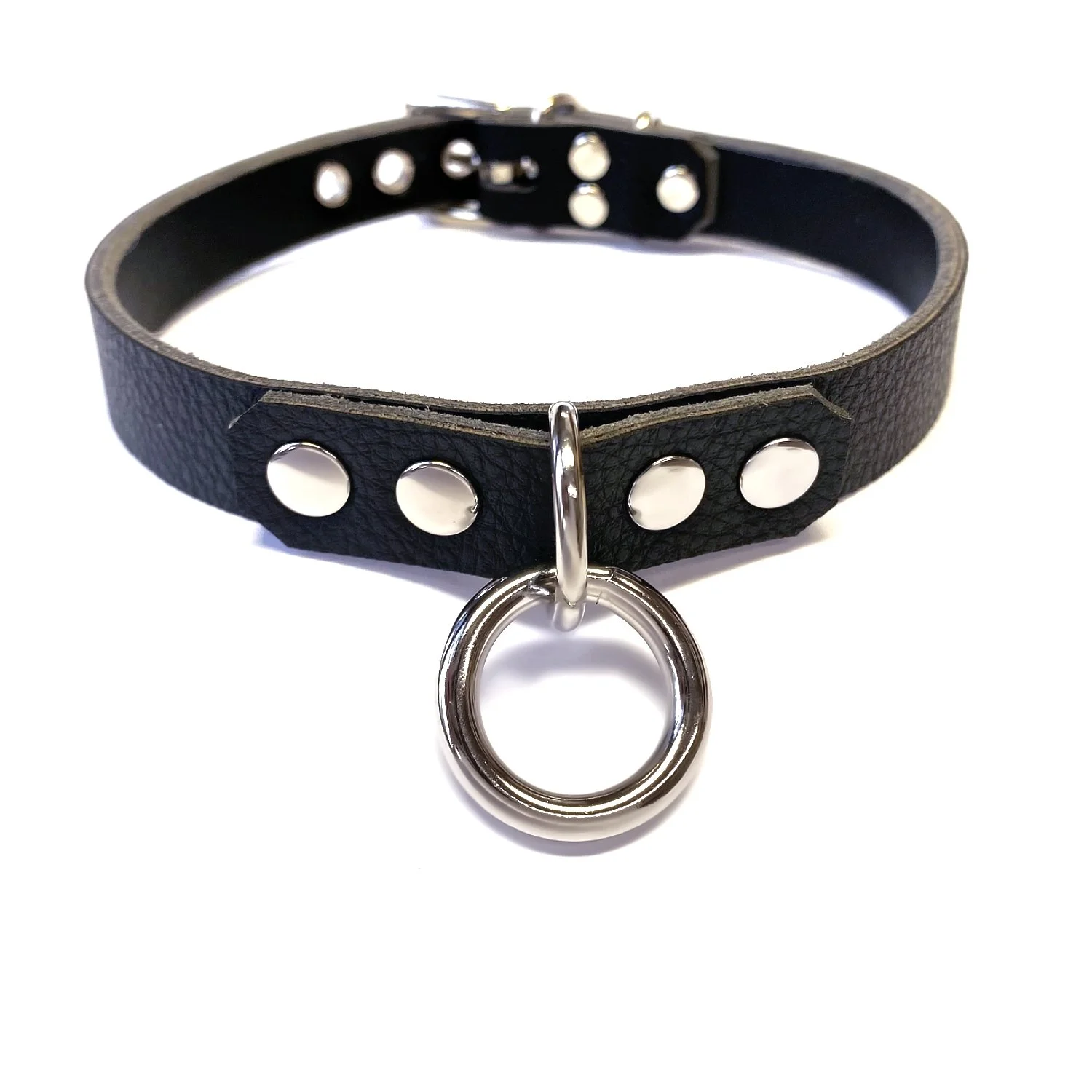 Lockable Vegan slave Collar with Small  O Ring in faux leather