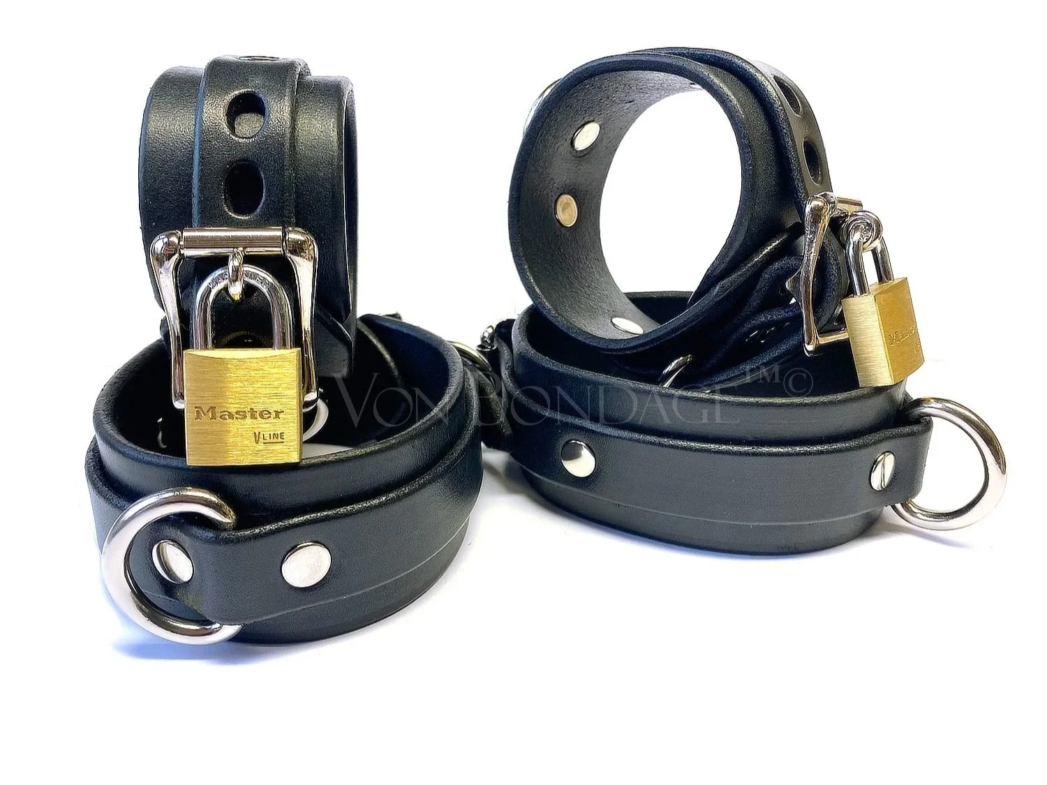 Lockable Restraints Set for Wrists & Ankles in Latigo Leather